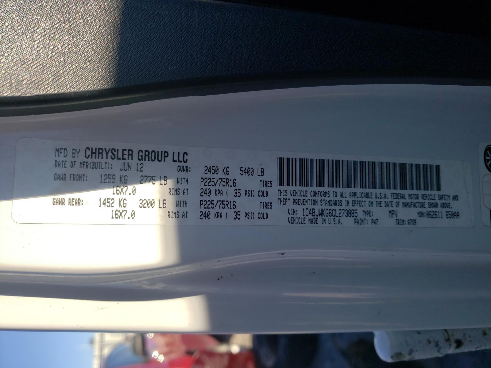 Photo 10 from auction – 2012 JEEP WRANGLER U with VIN 1C4BJWKG6CL273885