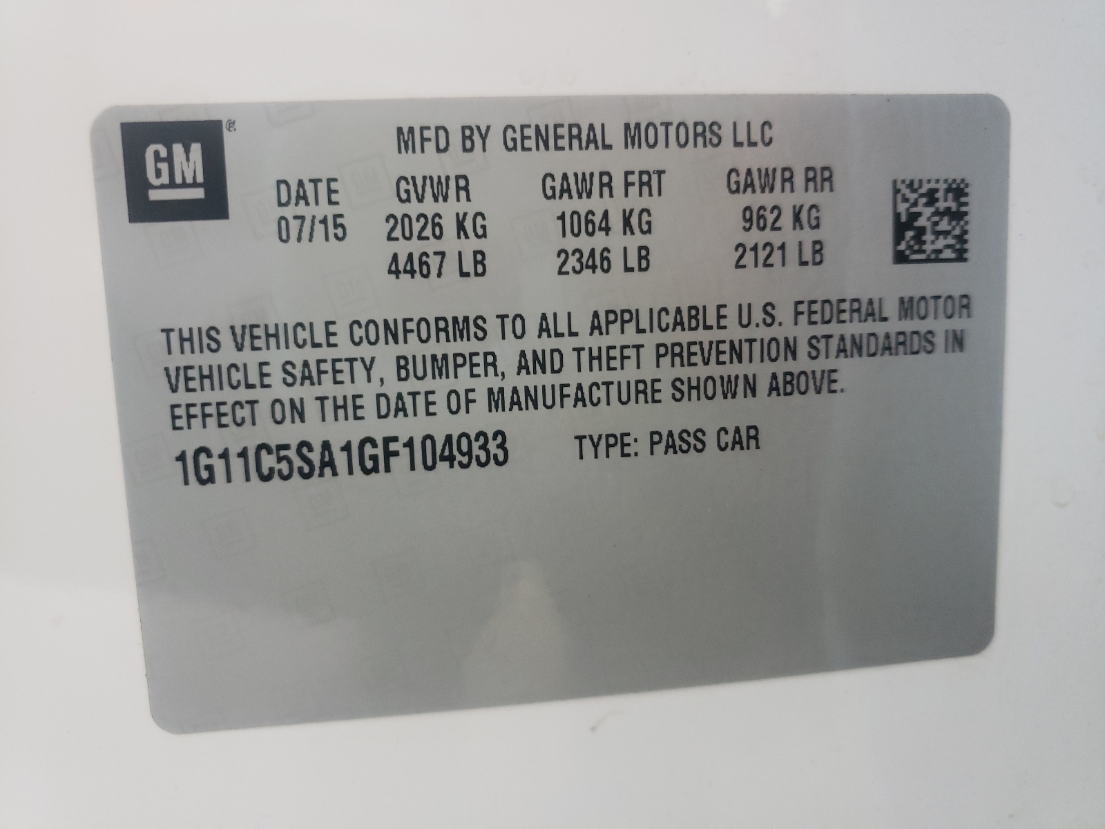 Photo 10 from auction – 2016 CHEVROLET MALIBU LIM with VIN 1G11C5SA1GF104933