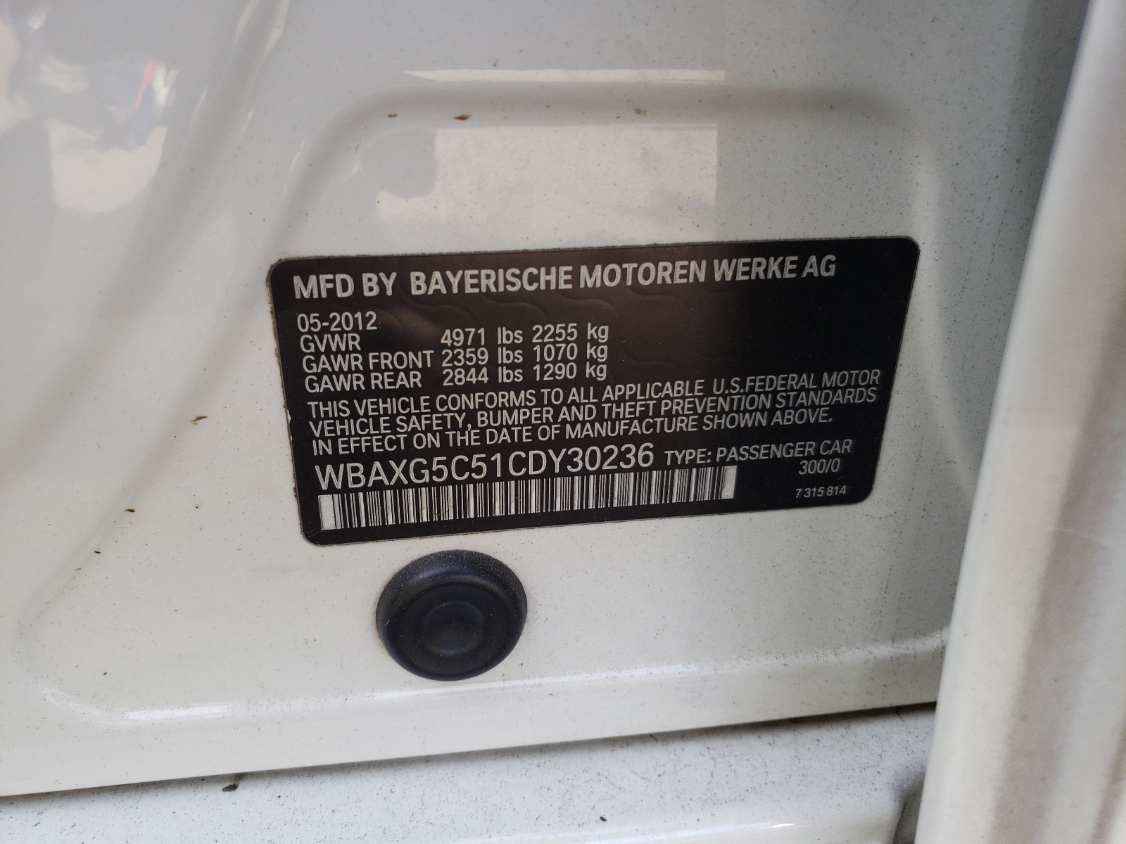 Zdjęcie 10 z aukcji – 2012 BMW 528 I z VIN WBAXG5C51CDY30236