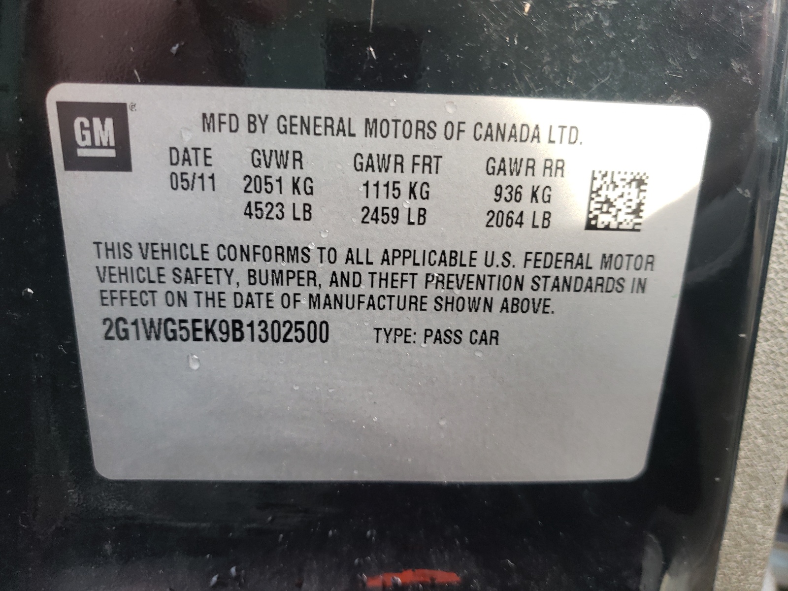Photo 10 from auction – 2011 CHEVROLET IMPALA LT with VIN 2G1WG5EK9B1302500