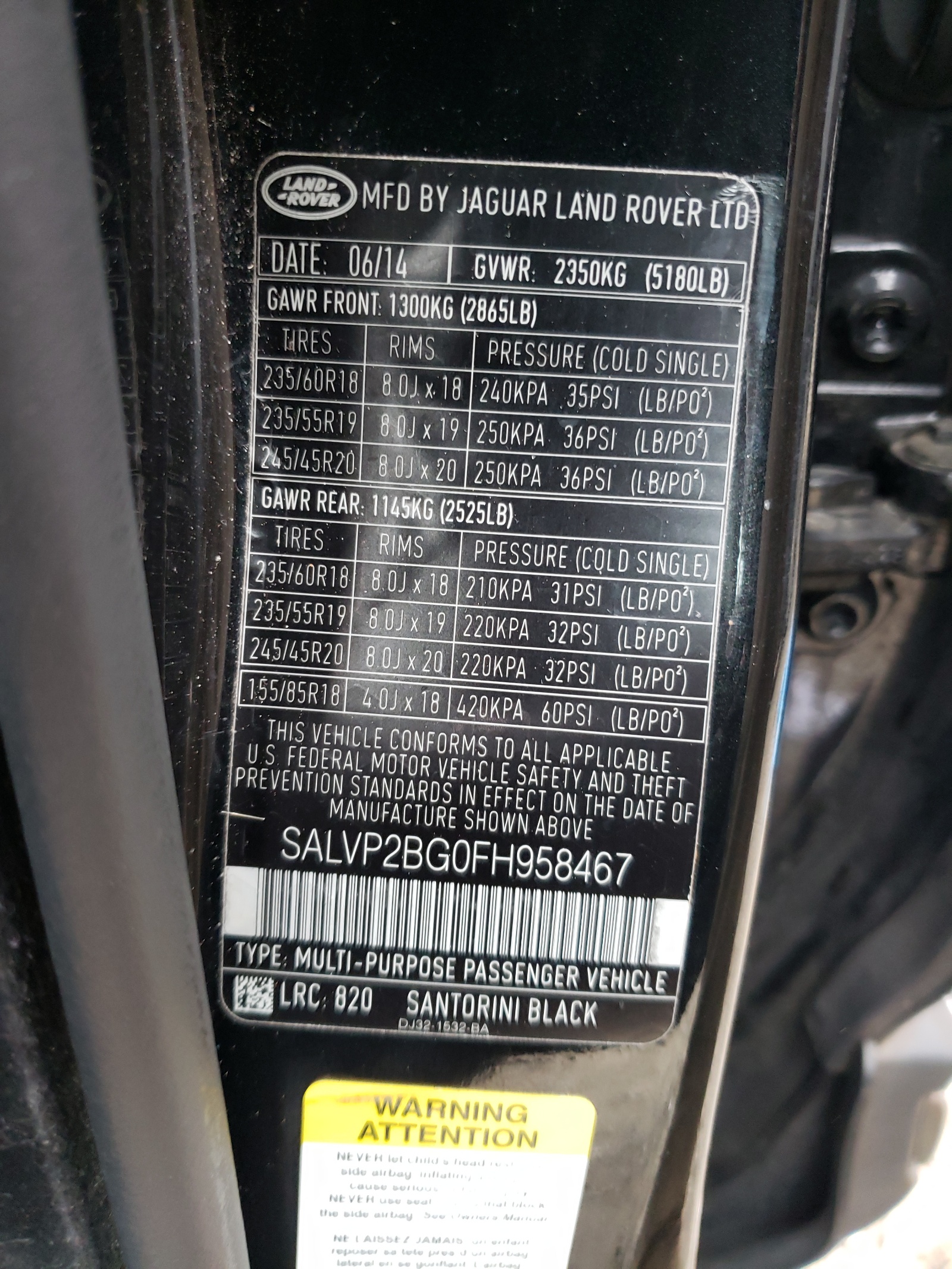 Photo 10 from auction – 2015 LAND ROVER RANGE ROVE with VIN SALVP2BG0FH958467