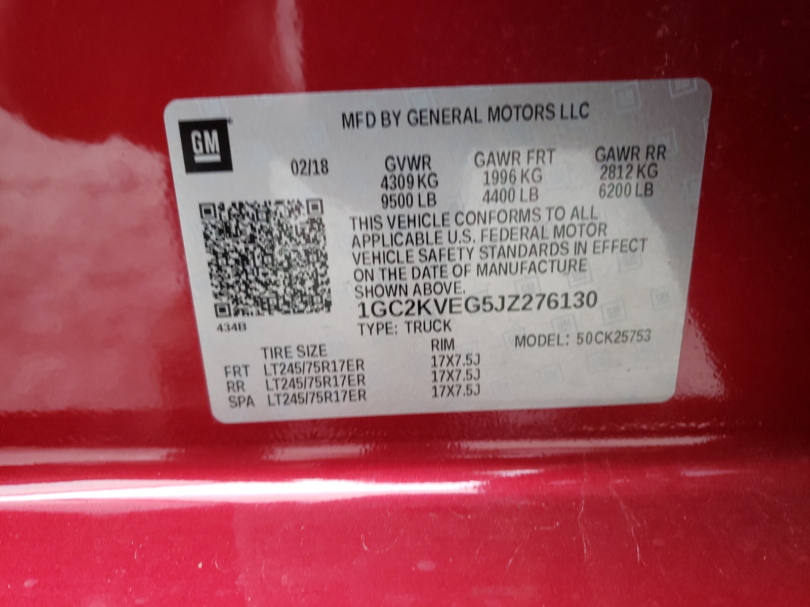 Photo 10 from auction – 2018 CHEVROLET SILVERADO with VIN 1GC2KVEG5JZ276130