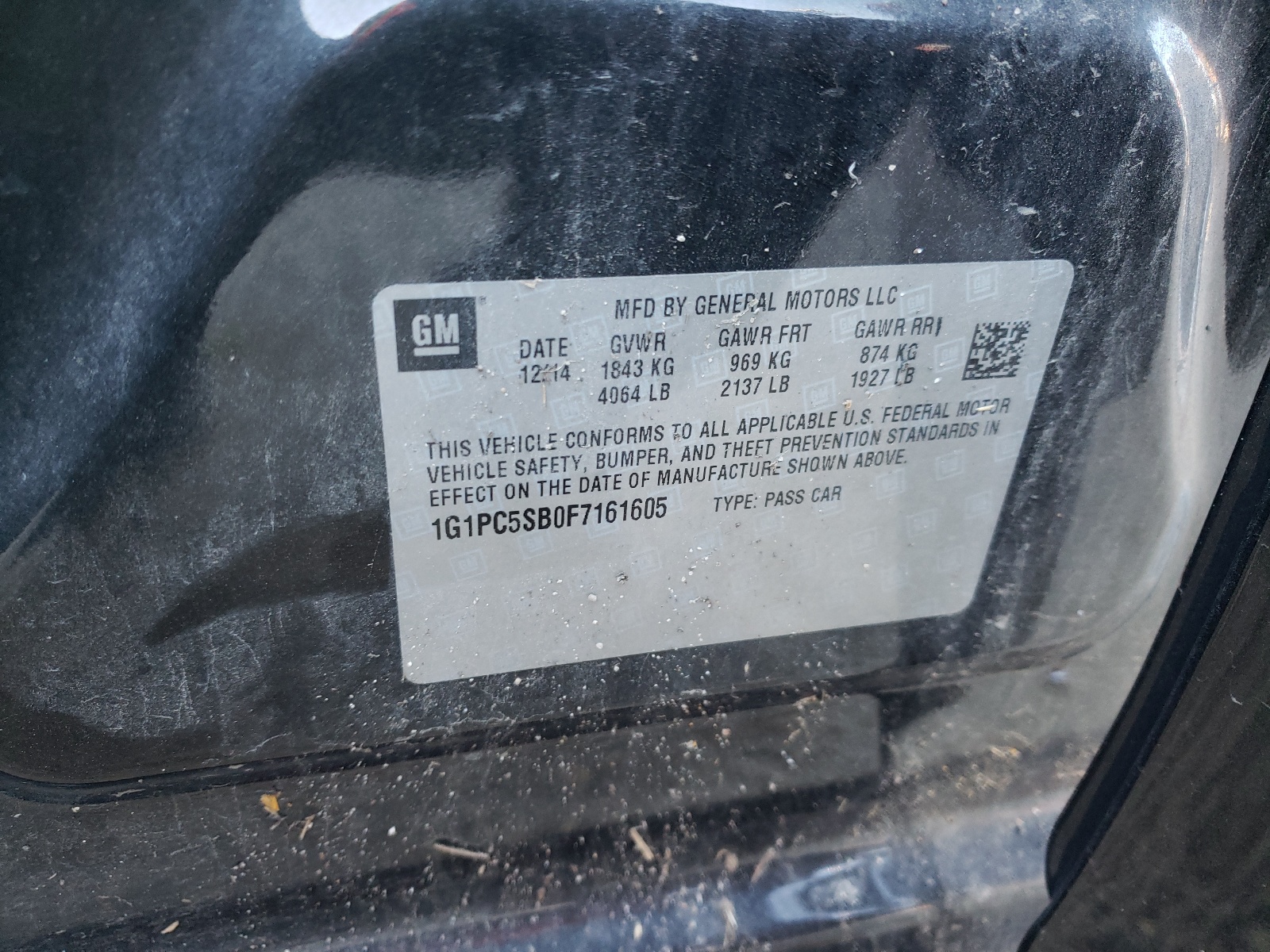 Photo 10 from auction – 2015 CHEVROLET CRUZE LT with VIN 1G1PC5SB0F7161605