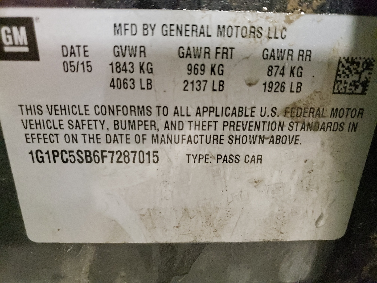 Photo 10 from auction – 2015 CHEVROLET CRUZE LT with VIN 1G1PC5SB6F7287015