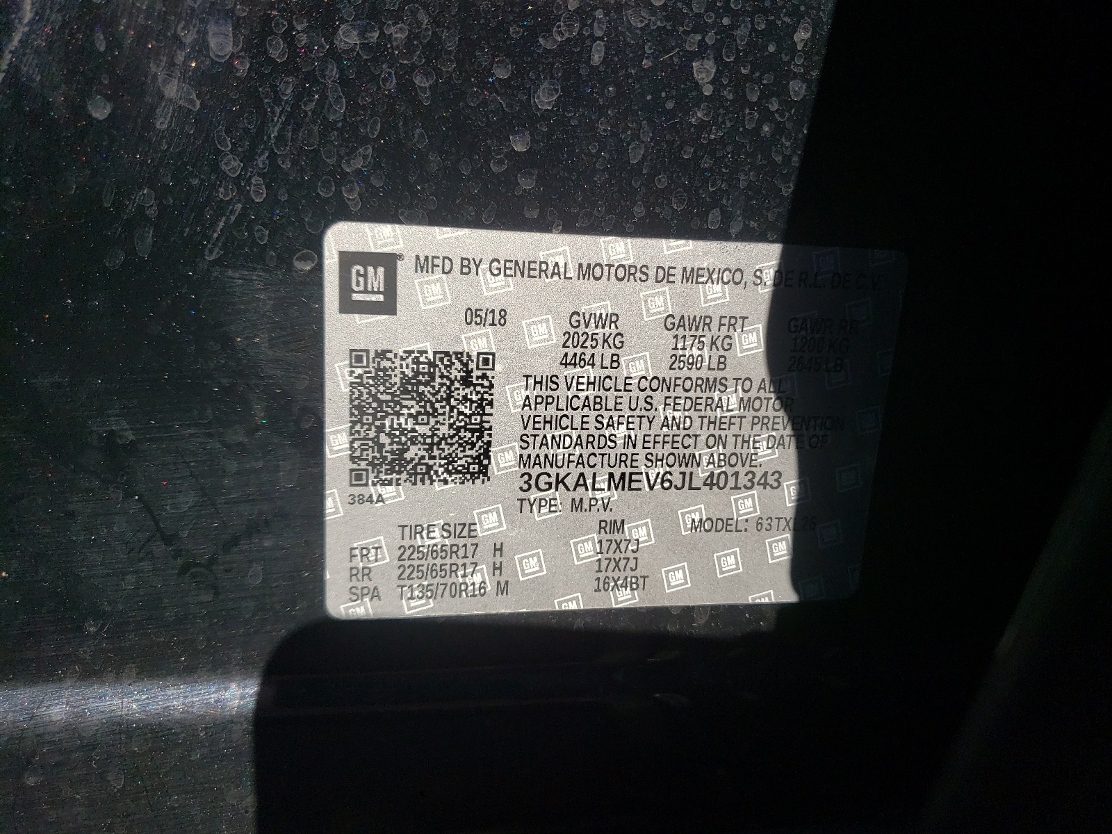 Photo 10 from auction – 2018 GMC TERRAIN SL with VIN 3GKALMEV6JL401343