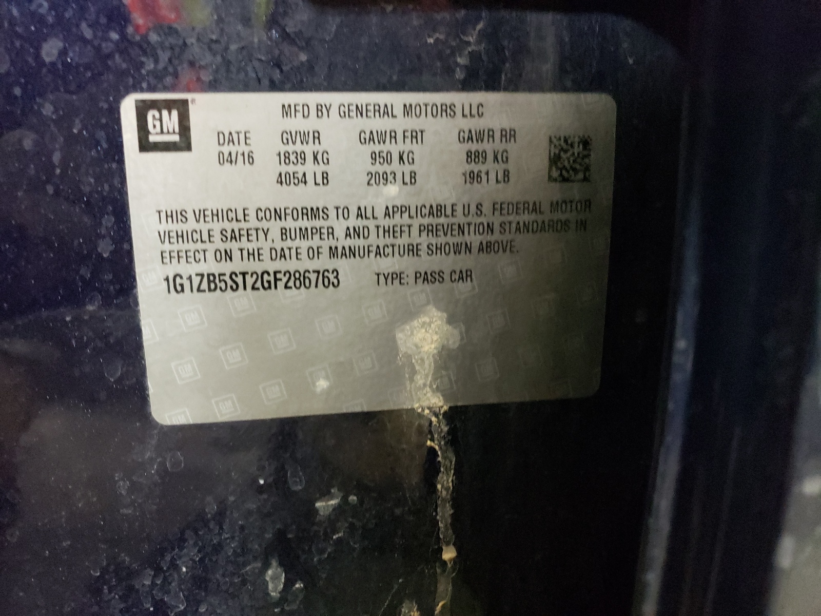 Photo 10 from auction – 2016 CHEVROLET MALIBU LS with VIN 1G1ZB5ST2GF286763