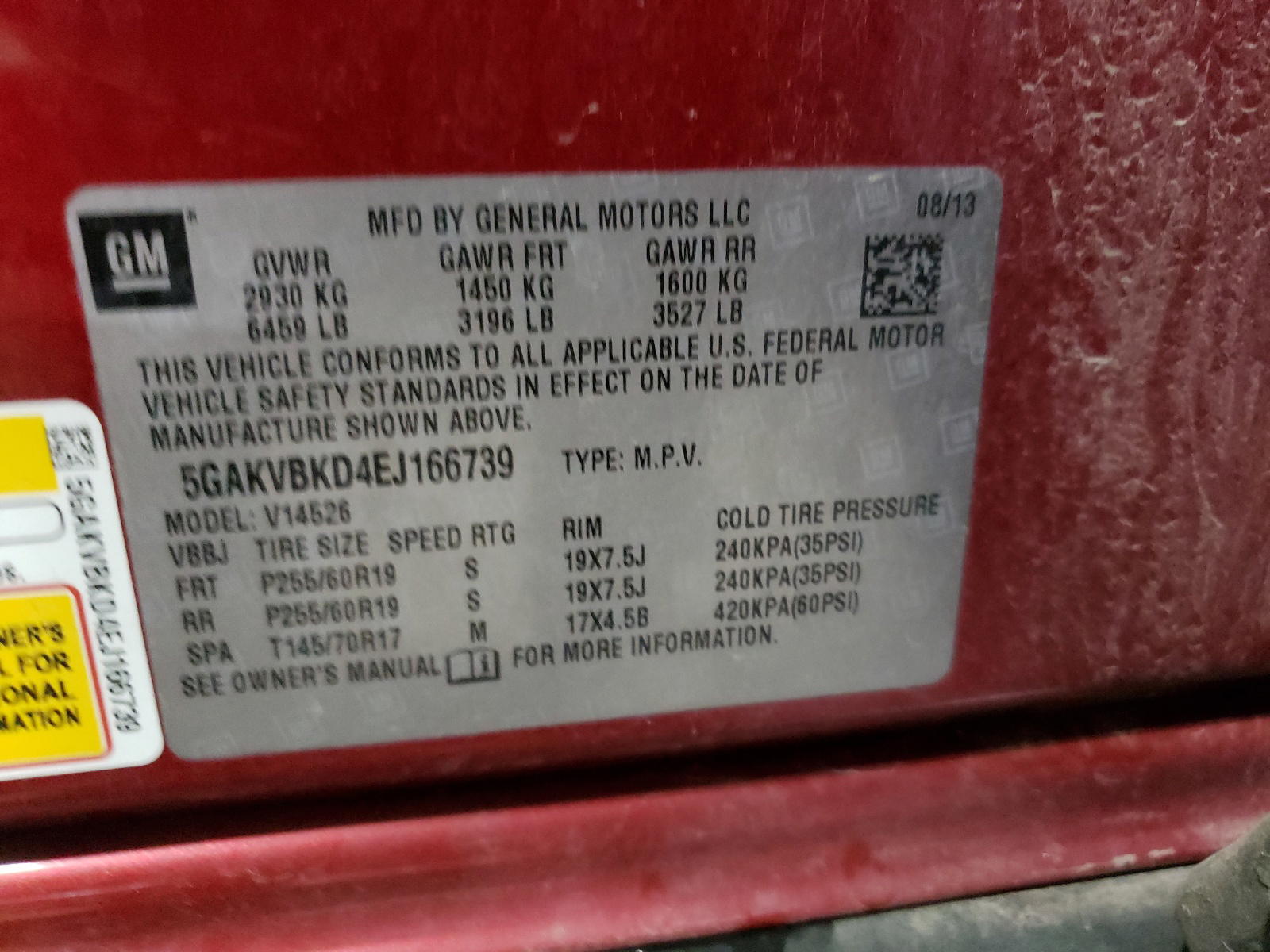 Photo 10 from auction – 2014 BUICK ENCLAVE with VIN 5GAKVBKD4EJ166739