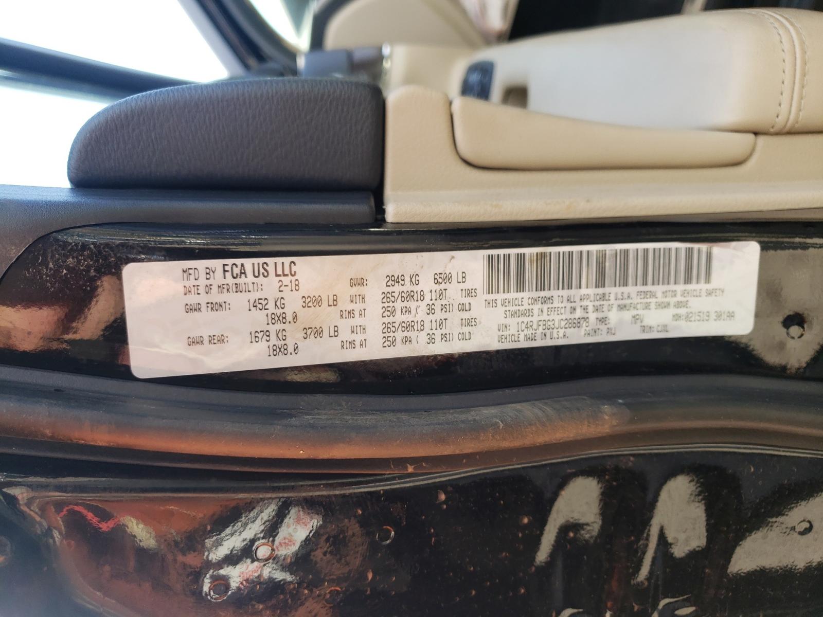 Photo 10 from auction – 2018 JEEP GRAND CHER with VIN 1C4RJFBG3JC286878
