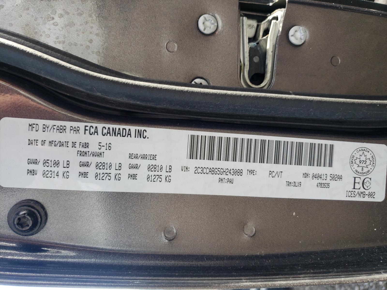 Photo 10 from auction – 2016 CHRYSLER 300 S with VIN 2C3CCABG5GH243088
