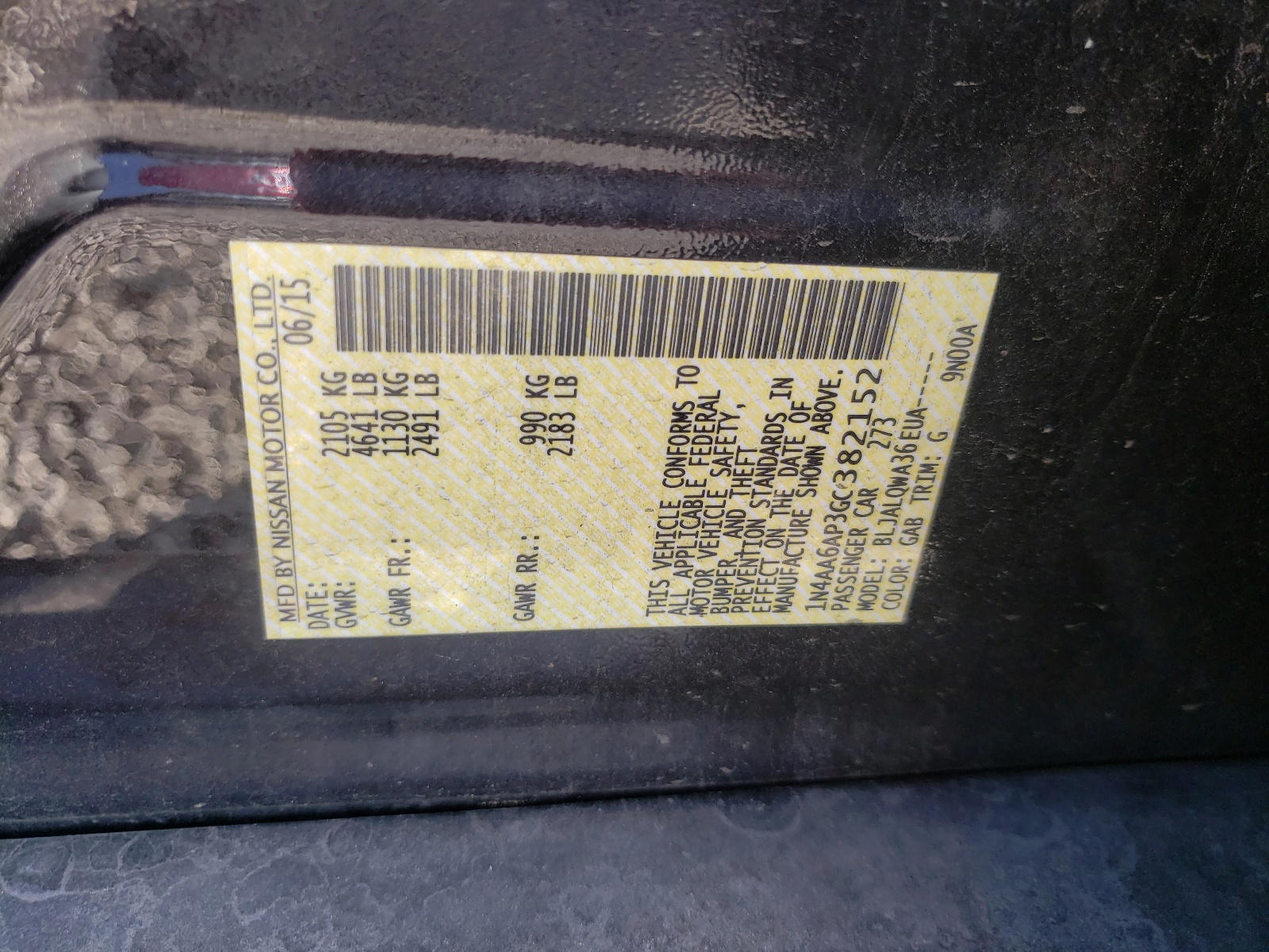 Photo 10 from auction – 2016 NISSAN MAXIMA 3.5 with VIN 1N4AA6AP3GC382152