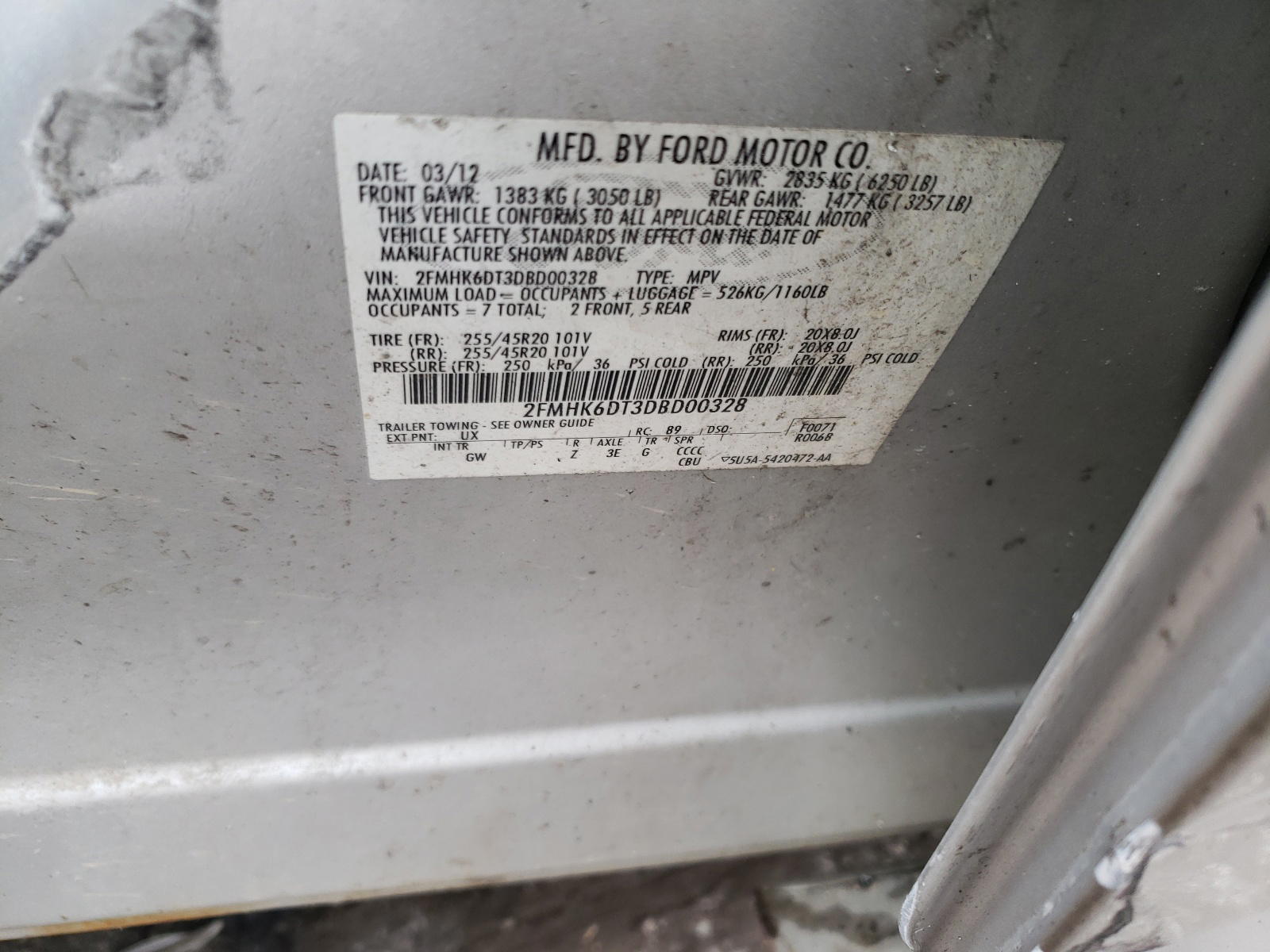 Photo 10 from auction – 2013 FORD FLEX LIMIT with VIN 2FMHK6DT3DBD00328