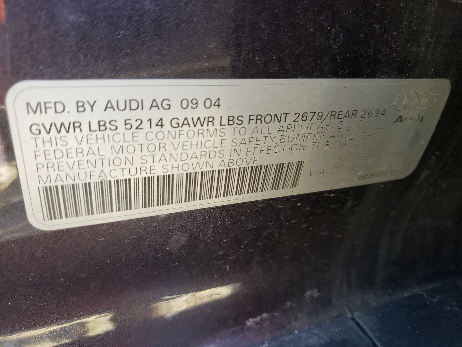 Zdjęcie 10 z aukcji – 2005 AUDI A6 3.2 QUA z VIN WAUDT74F05N044975