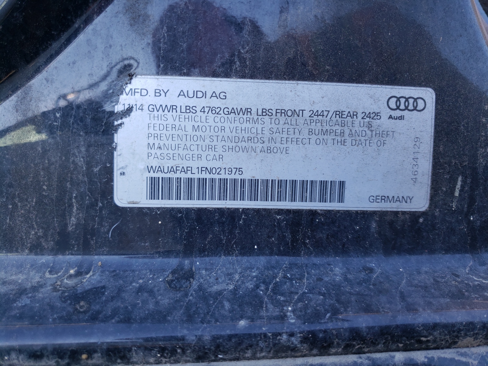 Zdjęcie 10 z aukcji – 2015 AUDI A4 PREMIUM z VIN WAUAFAFL1FN021975