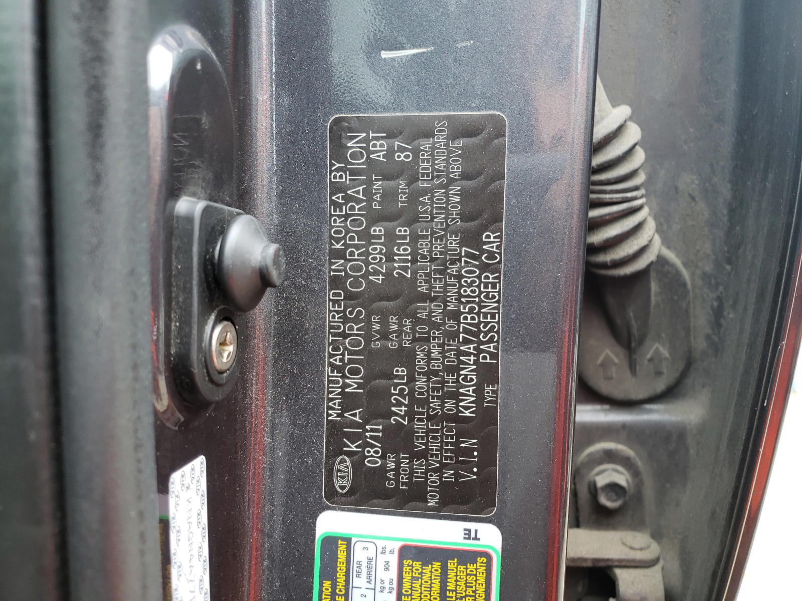 Photo 10 from auction – 2011 KIA OPTIMA EX with VIN KNAGN4A77B5183077