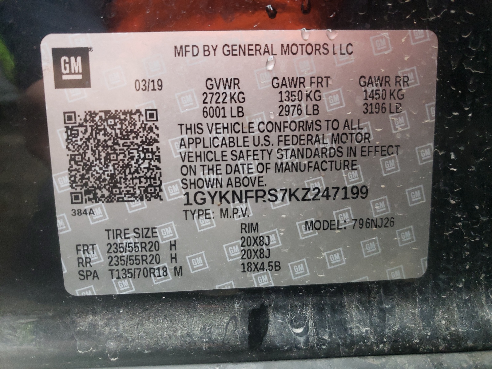 Photo 10 from auction – 2019 CADILLAC XT5 PREMIU with VIN 1GYKNFRS7KZ247199