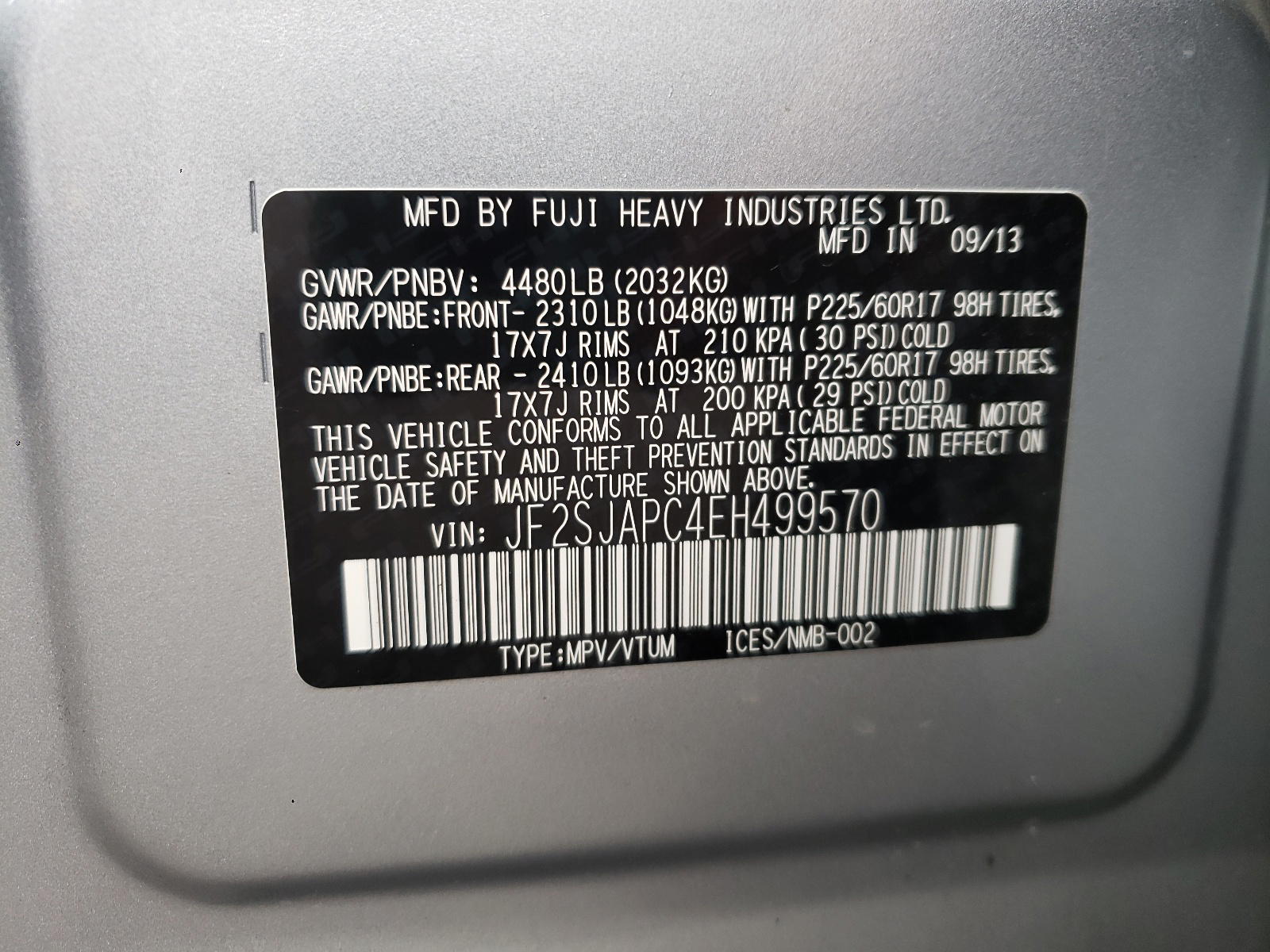 Photo 20 from auction – 2014 SUBARU FORESTER 2 with VIN JF2SJAPC4EH499570