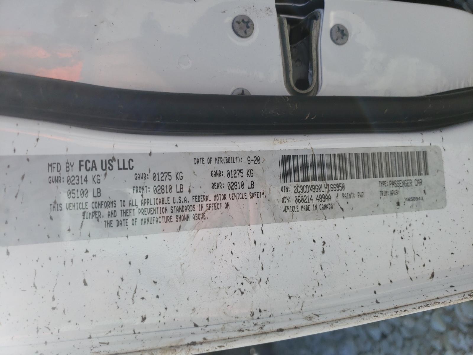Photo 10 from auction – 2020 DODGE CHARGER SX with VIN 2C3CDXBG0LH166950