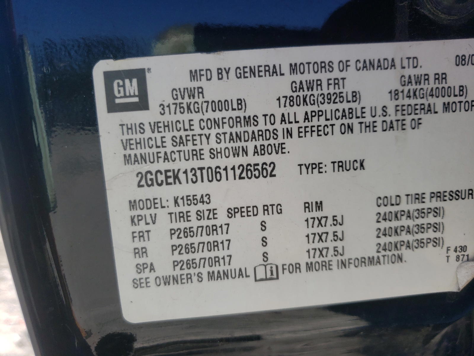 Photo 10 from auction – 2006 CHEVROLET SILVERADO with VIN 2GCEK13T061126562
