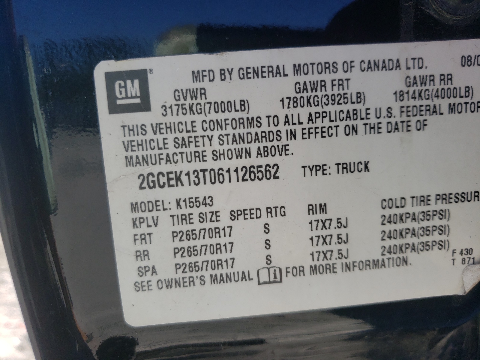 Zdjęcie 10 z aukcji – 2006 CHEVROLET SILVERADO z VIN 2GCEK13T061126562