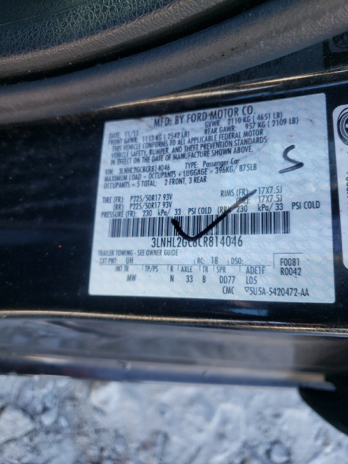 Photo 10 from auction – 2012 LINCOLN MKZ with VIN 3LNHL2GC8CR814046