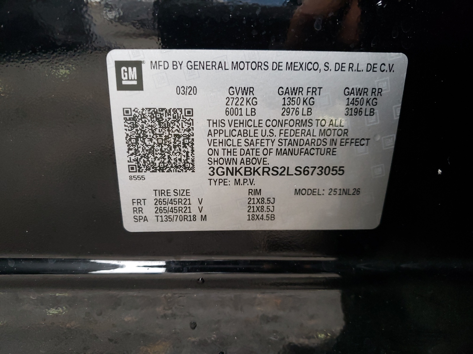 Photo 10 from auction – 2020 CHEVROLET BLAZER RS with VIN 3GNKBKRS2LS673055