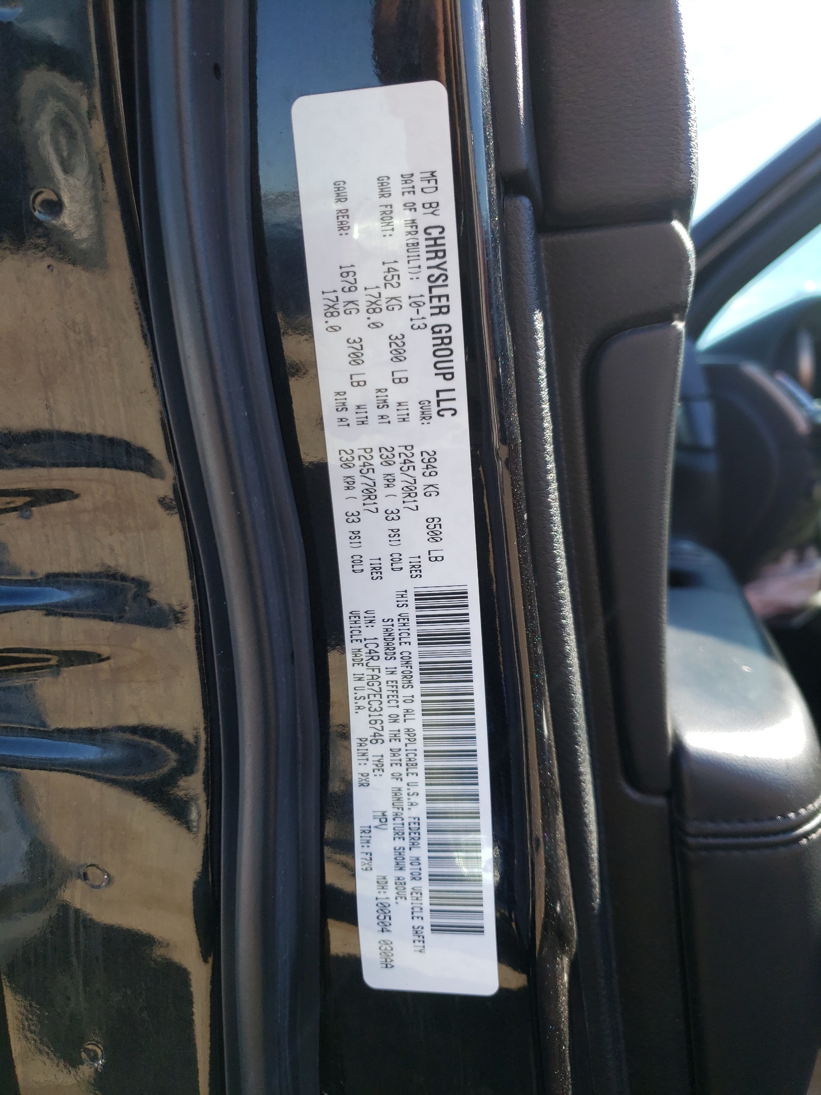 Photo 10 from auction – 2014 JEEP GRAND CHER with VIN 1C4RJFAG7EC316746