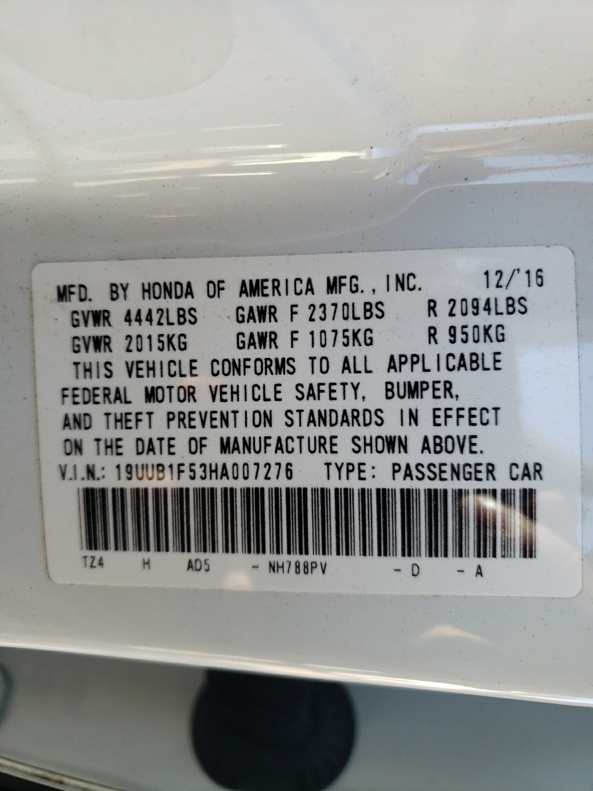 Photo 10 from auction – 2017 ACURA TLX TECH with VIN 19UUB1F53HA007276