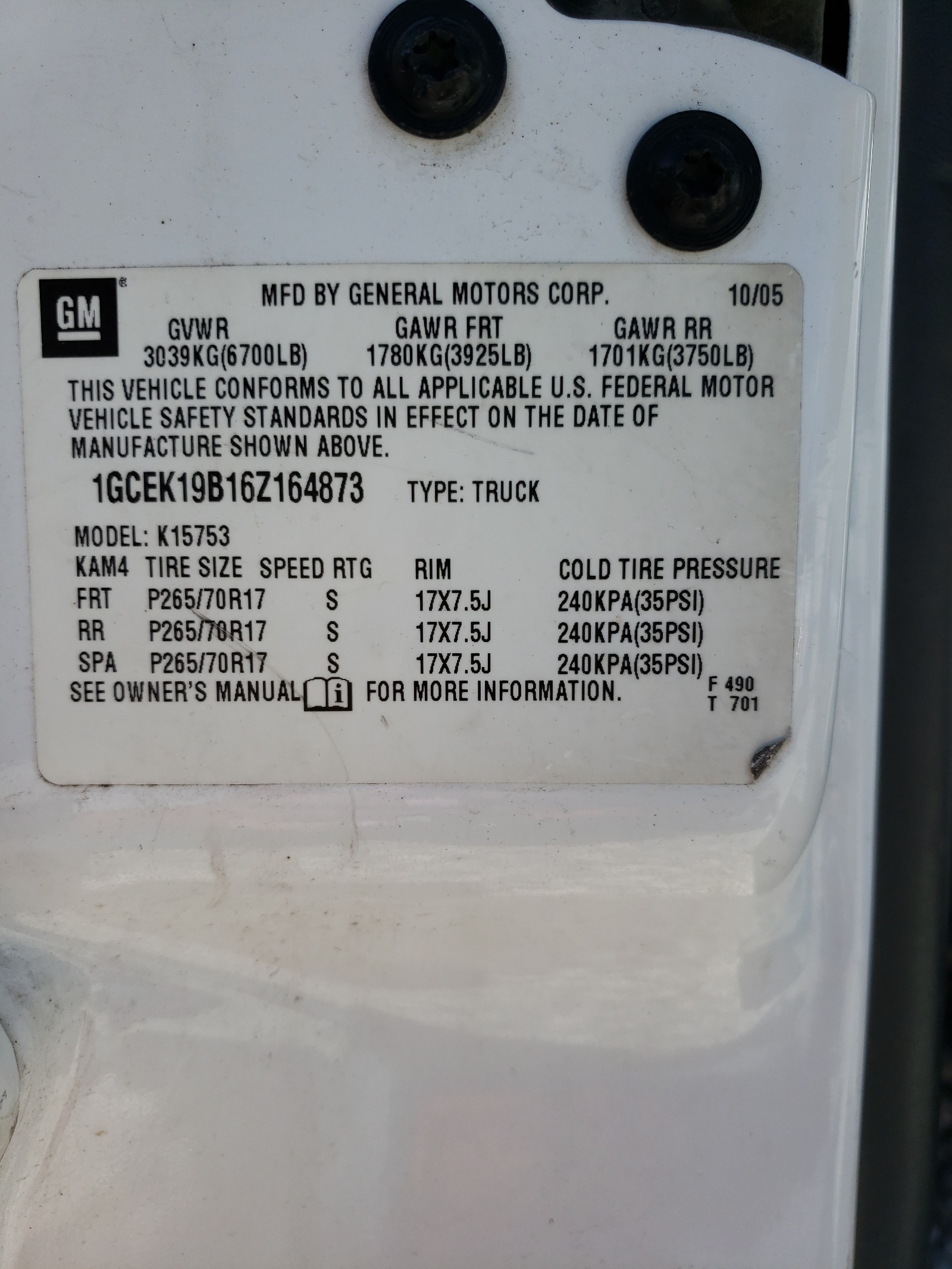 Photo 10 from auction – 2006 CHEVROLET SILVERADO with VIN 1GCEK19B16Z164873