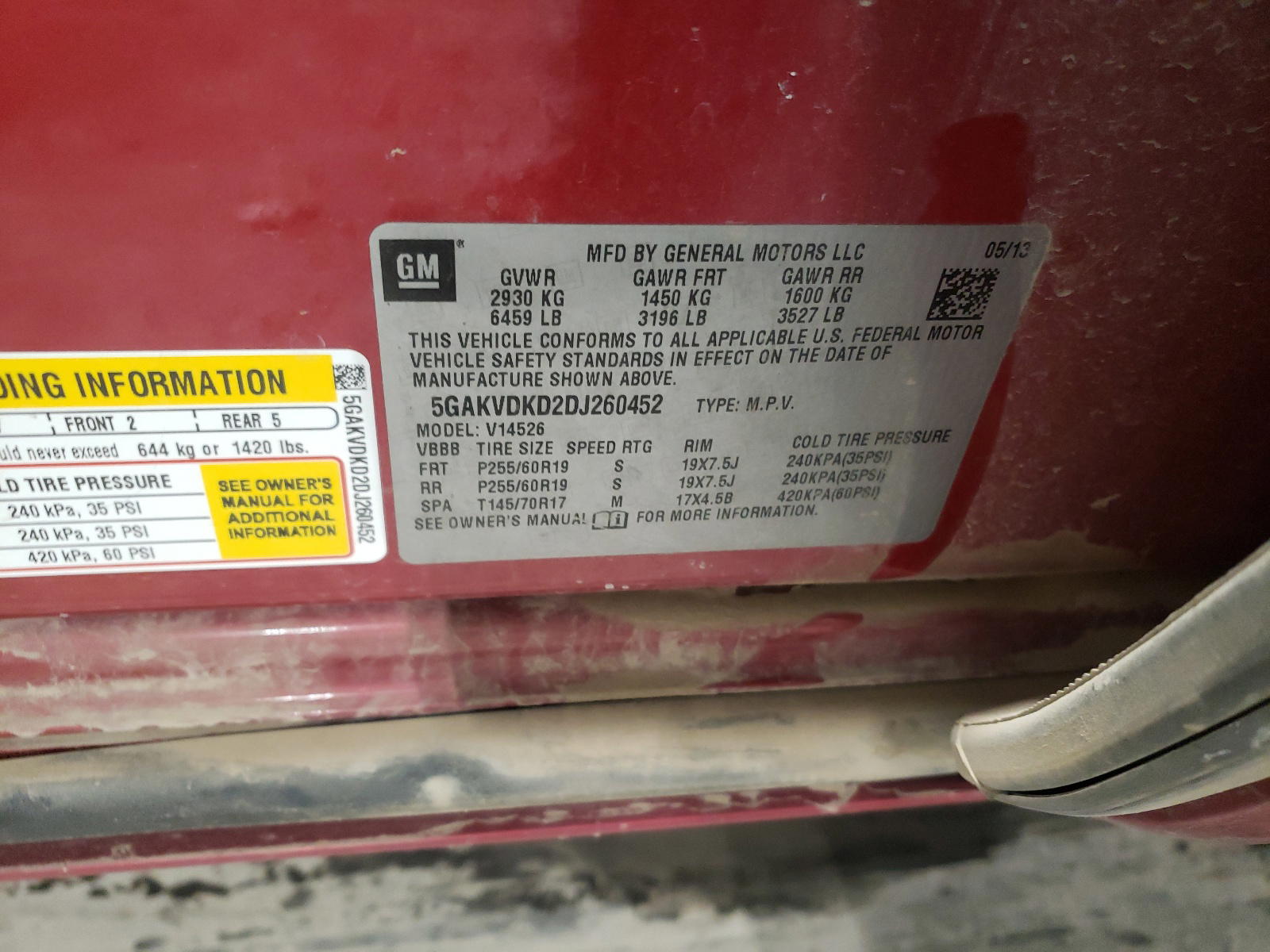 Photo 10 from auction – 2013 BUICK ENCLAVE with VIN 5GAKVDKD2DJ260452