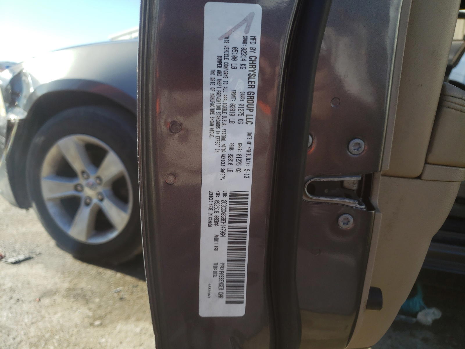 Photo 10 from auction – 2014 DODGE CHARGER SE with VIN 2C3CDXBG8EH147064