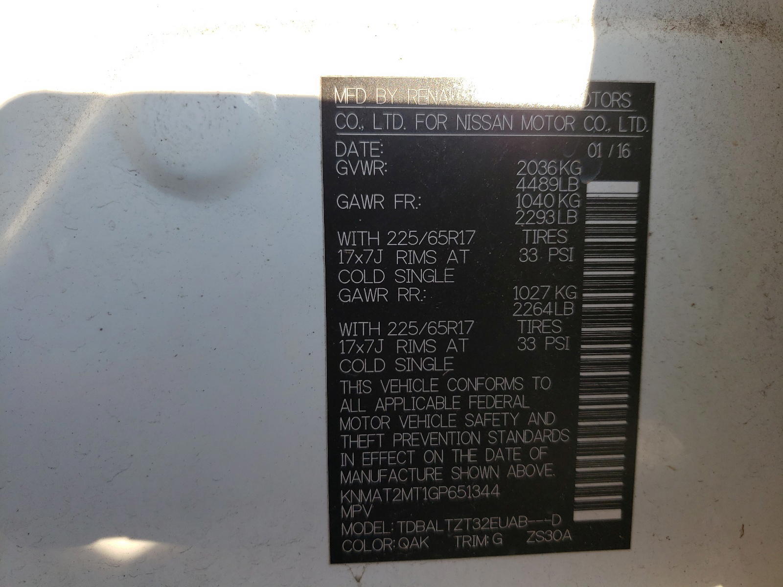 Photo 10 from auction – 2016 NISSAN ROGUE S with VIN KNMAT2MT1GP651344