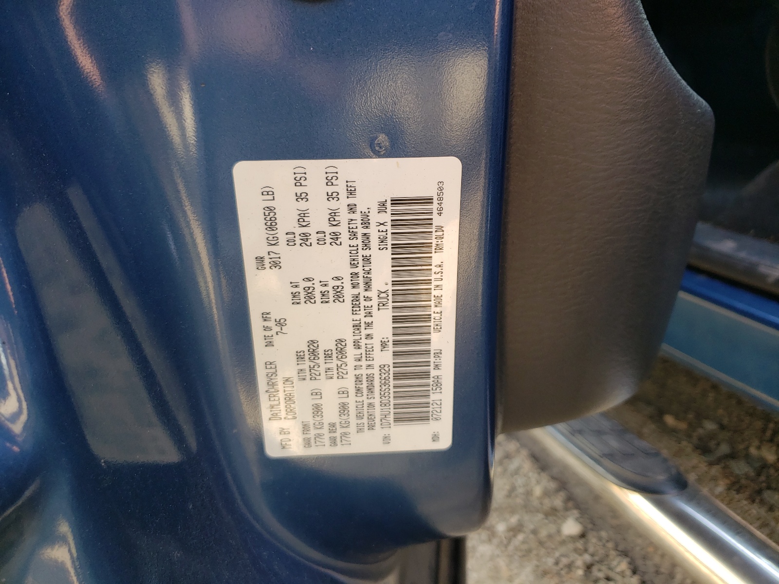 Photo 10 from auction – 2005 DODGE RAM 1500 S with VIN 1D7HU18D35S366329