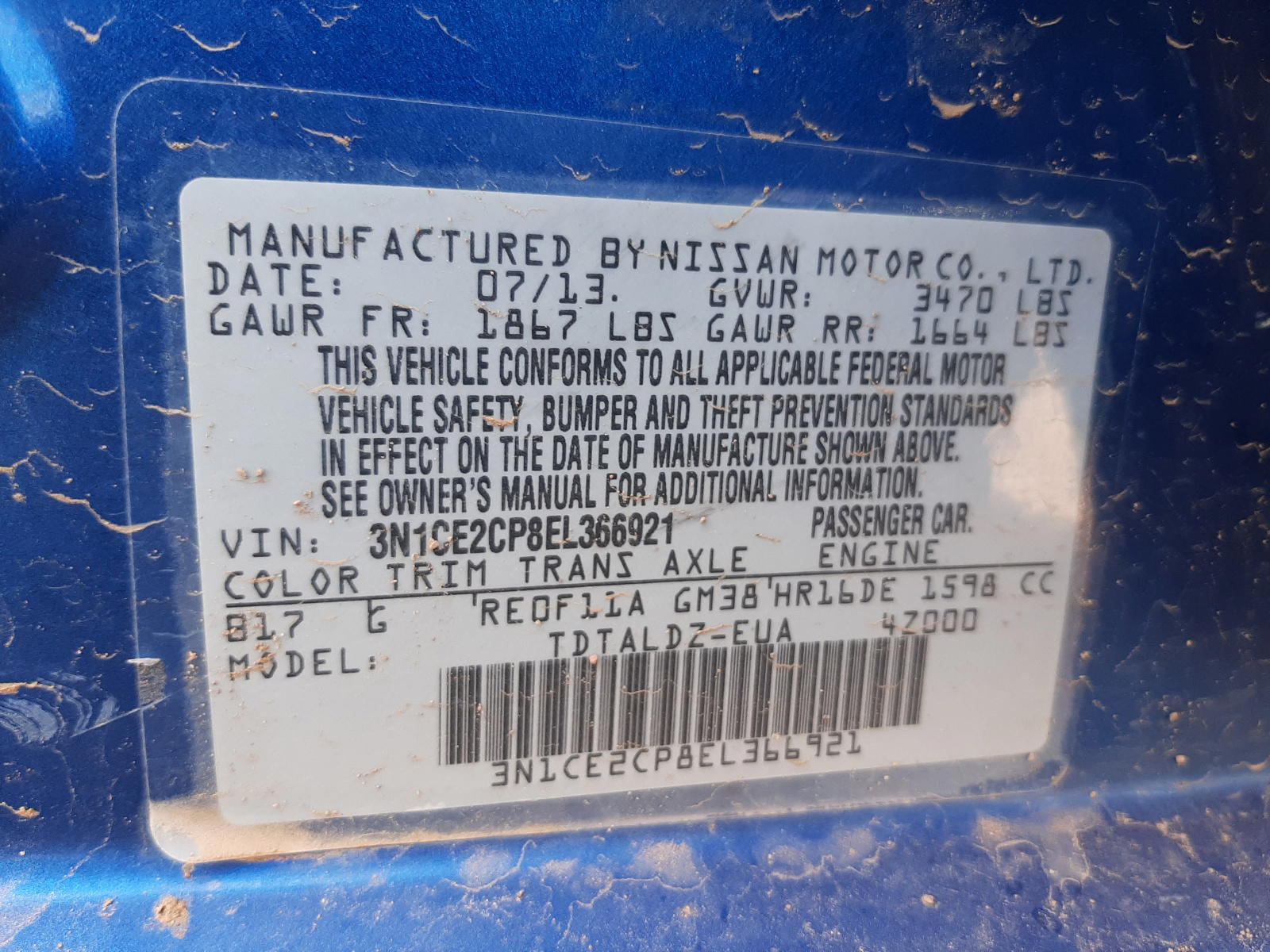 Photo 10 from auction – 2014 NISSAN VERSA NOTE with VIN 3N1CE2CP8EL366921