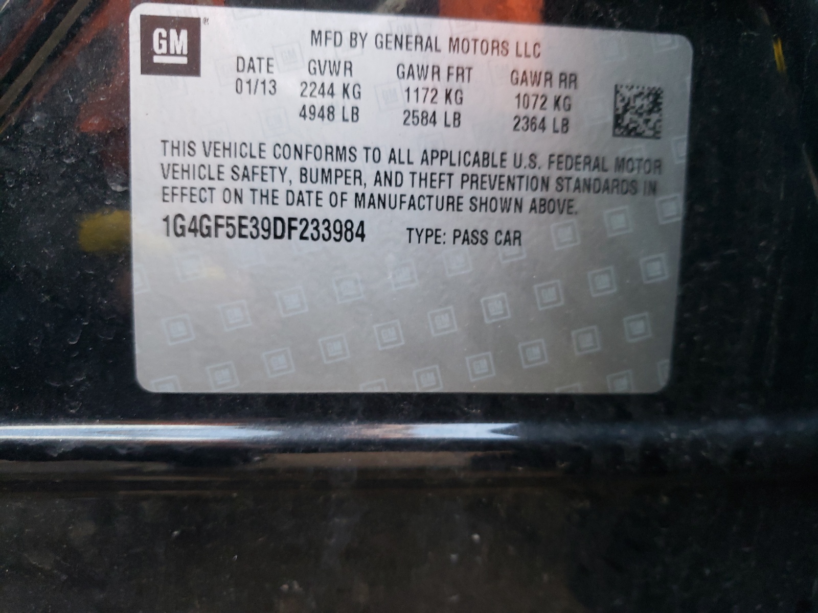 Zdjęcie 10 z aukcji – 2013 BUICK LACROSSE P z VIN 1G4GF5E39DF233984