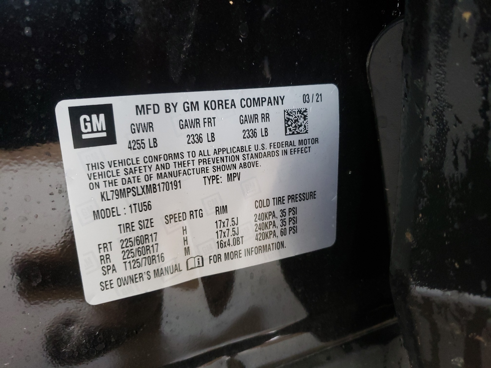 Photo 10 from auction – 2021 CHEVROLET TRAILBLAZE with VIN KL79MPSLXMB170191