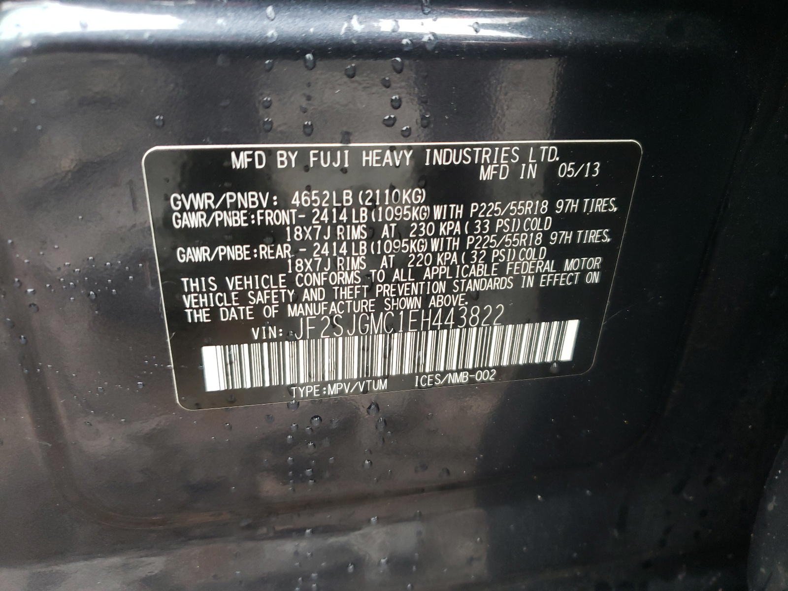 Photo 10 from auction – 2014 SUBARU FORESTER 2 with VIN JF2SJGMC1EH443822