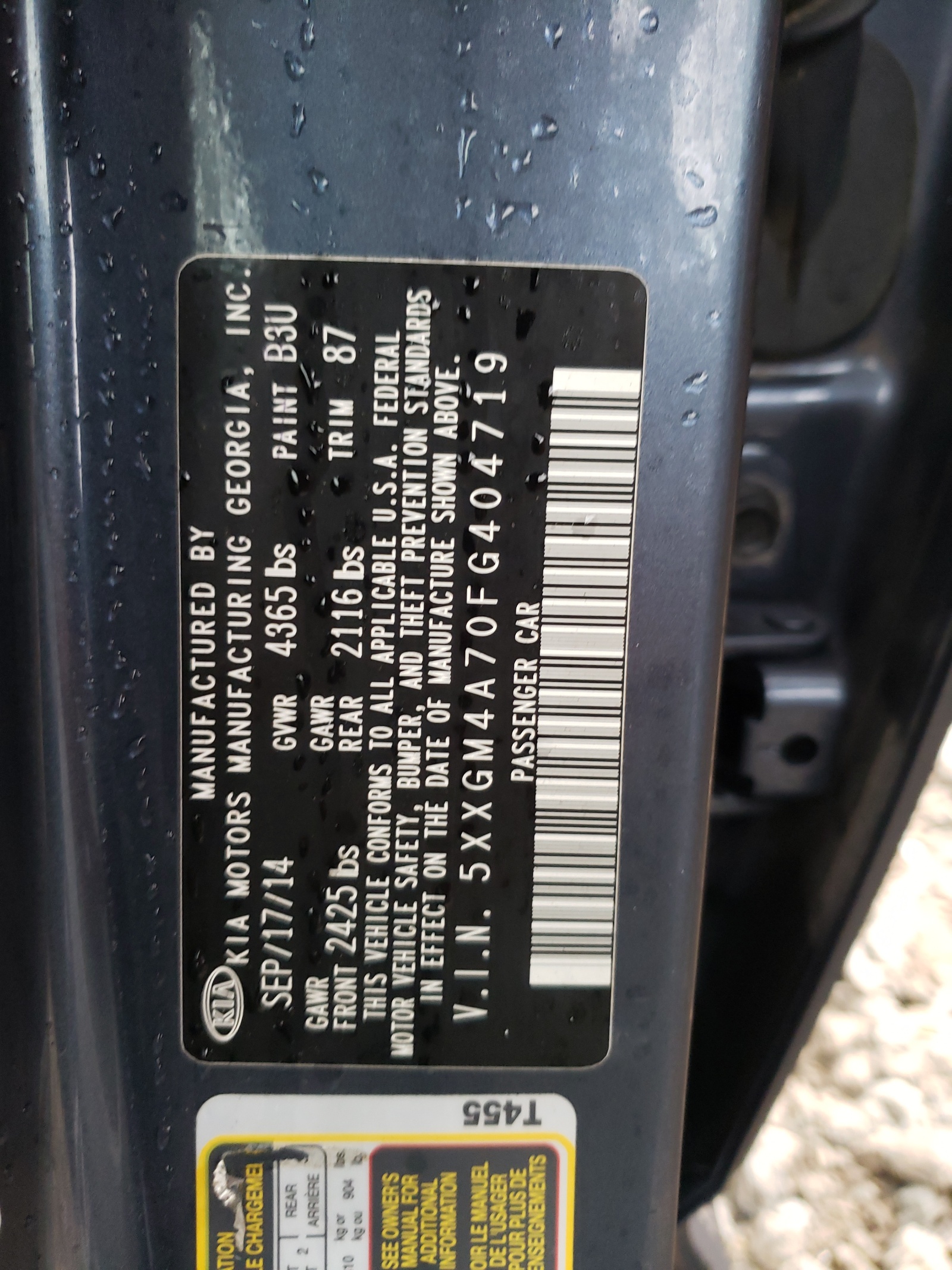 Photo 10 from auction – 2015 KIA OPTIMA LX with VIN 5XXGM4A70FG404719