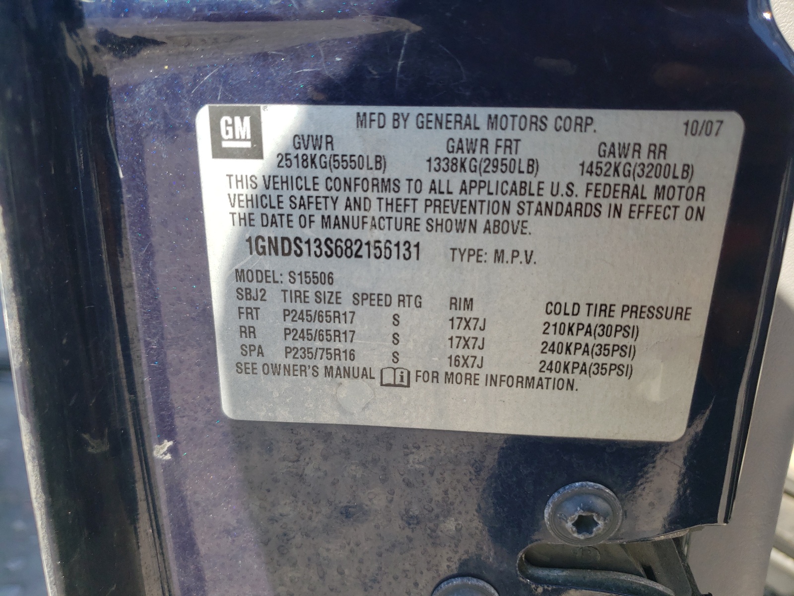 Photo 10 from auction – 2008 CHEVROLET TRAILBLAZE with VIN 1GNDS13S682156131