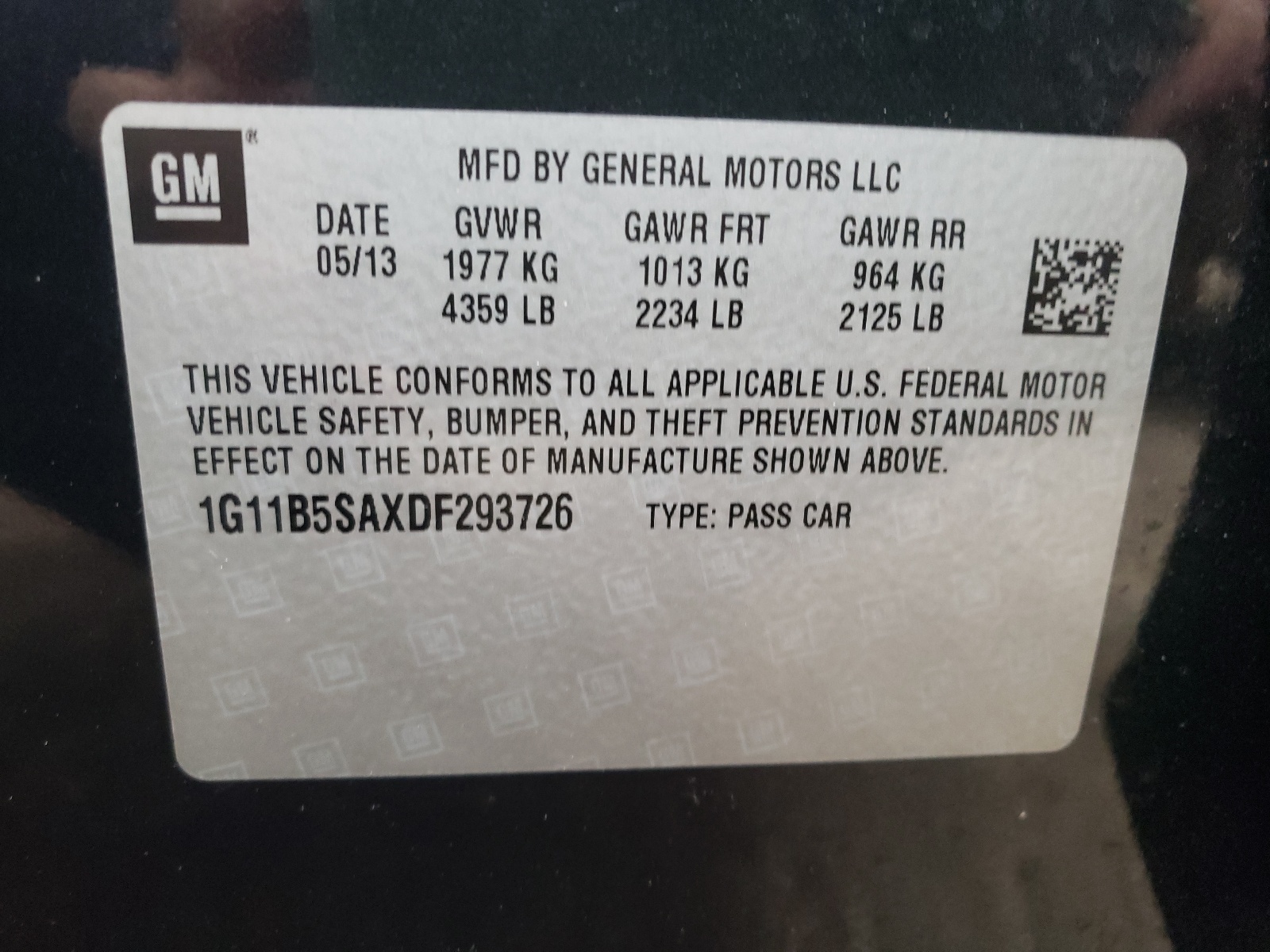 Photo 10 from auction – 2013 CHEVROLET MALIBU LS with VIN 1G11B5SAXDF293726