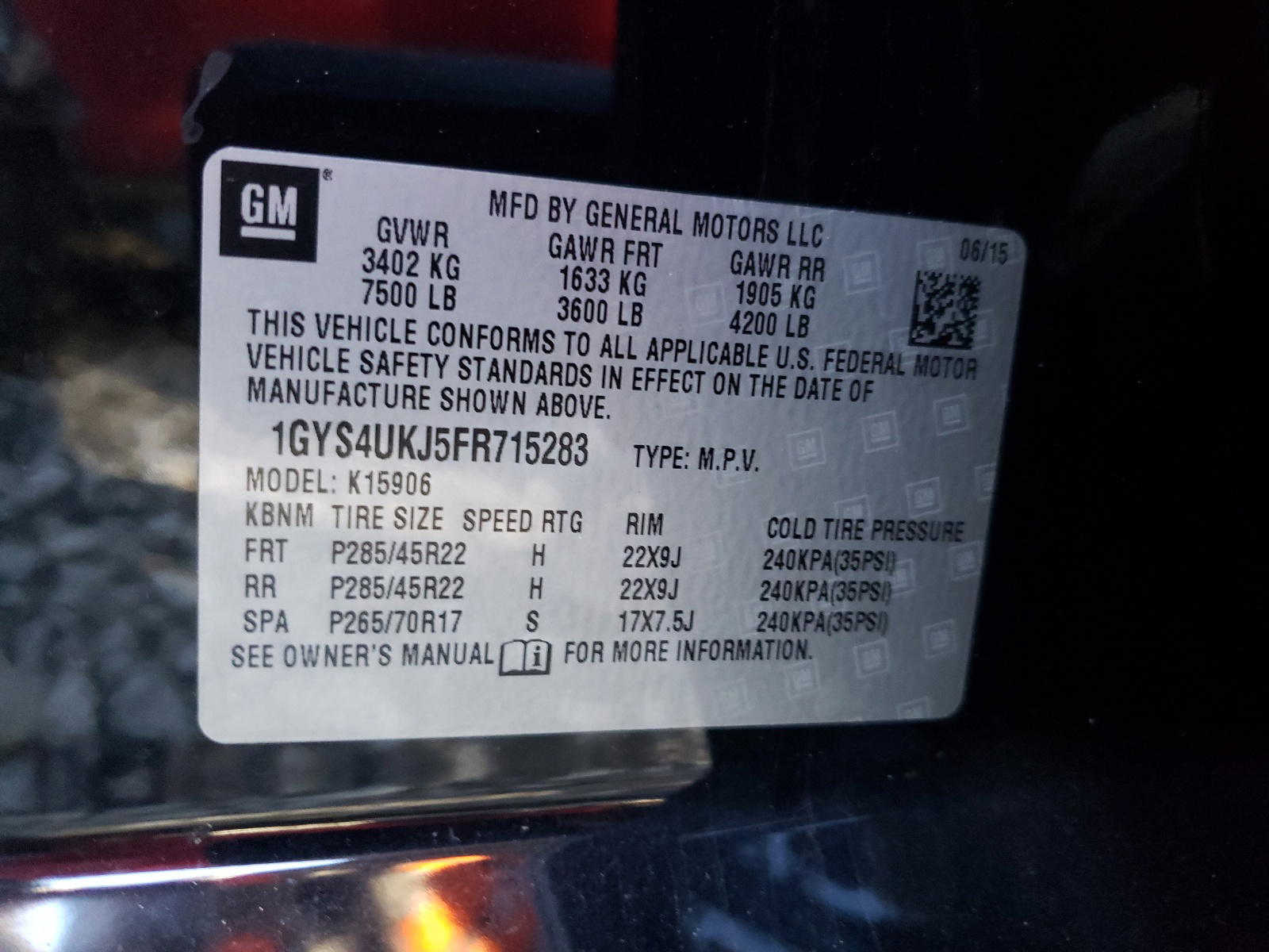 Photo 10 from auction – 2015 CADILLAC ESCALADE E with VIN 1GYS4UKJ5FR715283
