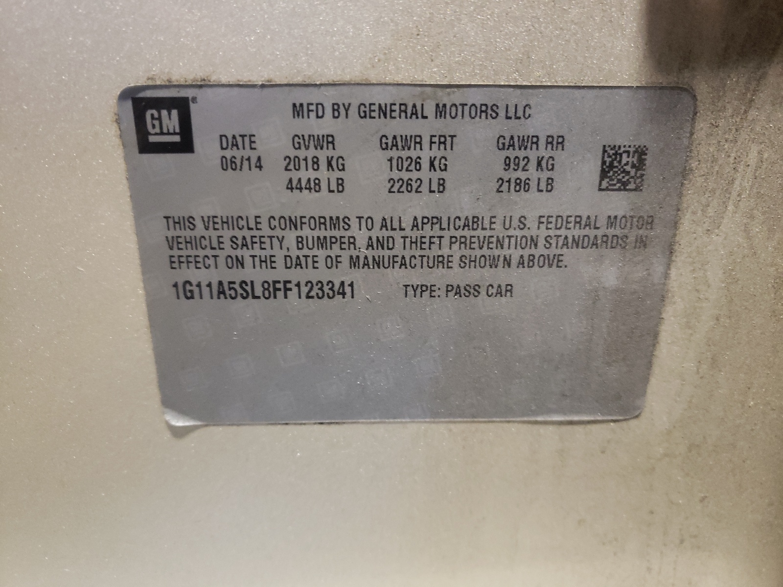 Photo 10 from auction – 2015 CHEVROLET MALIBU LS with VIN 1G11A5SL8FF123341