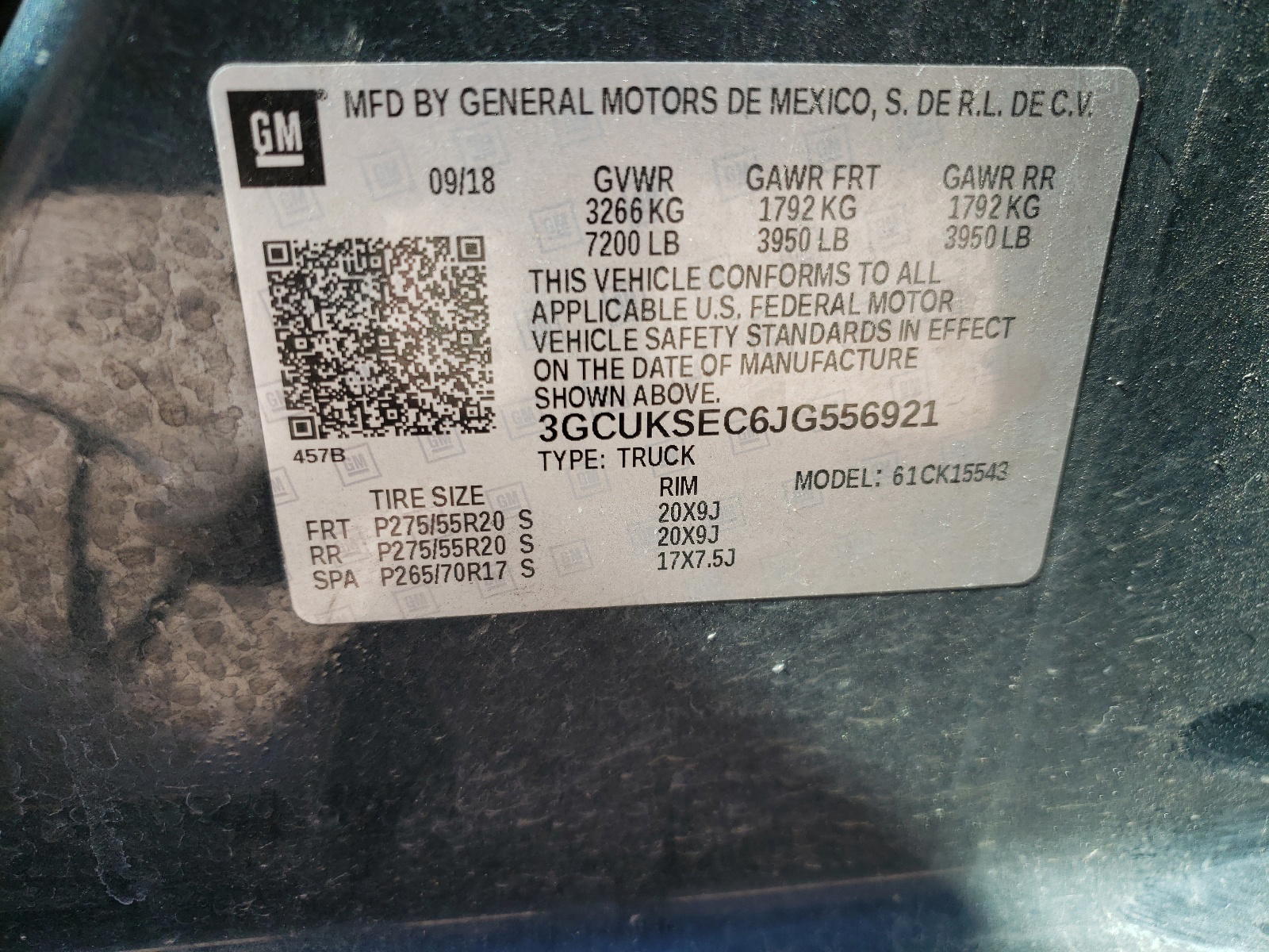 Photo 10 from auction – 2018 CHEVROLET SILVERADO with VIN 3GCUKSEC6JG556921