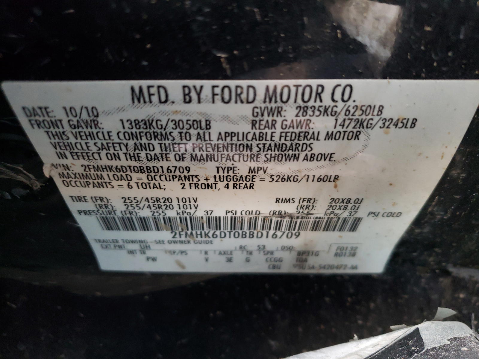 Photo 10 from auction – 2011 FORD FLEX LIMIT with VIN 2FMHK6DT0BBD16709