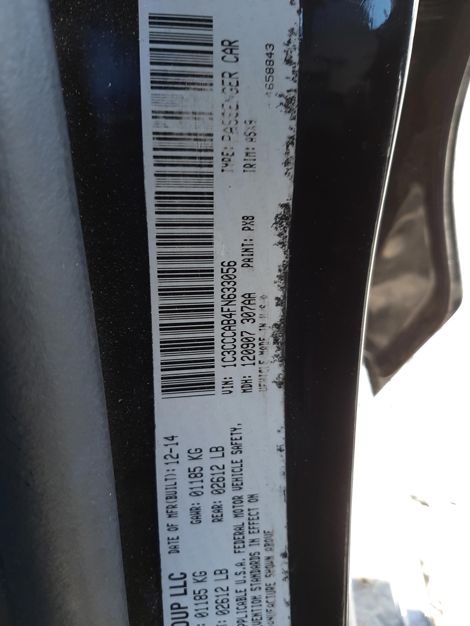 Photo 10 from auction – 2015 CHRYSLER 200 LIMITE with VIN 1C3CCCAB4FN633056