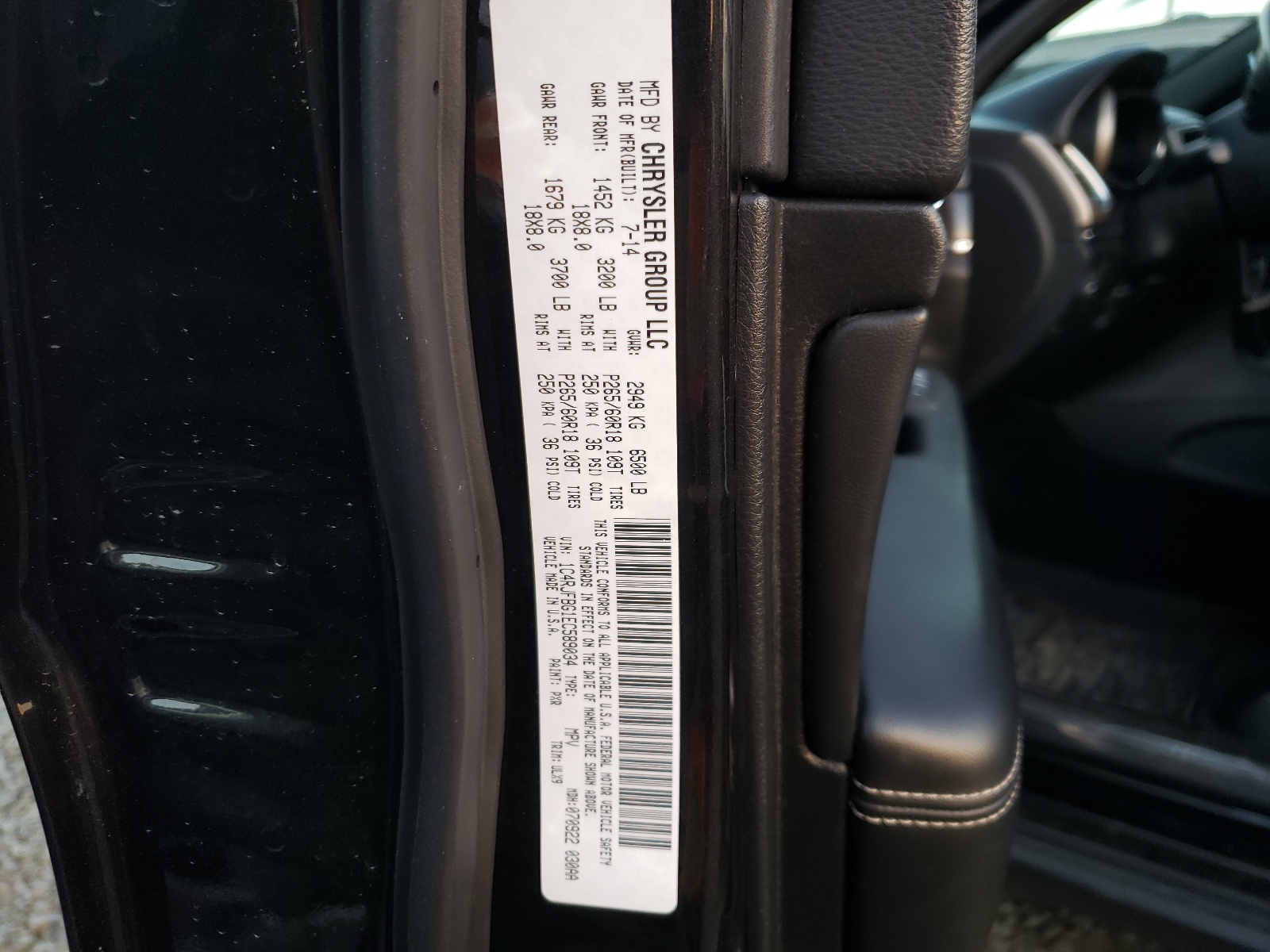 Photo 10 from auction – 2014 JEEP GRAND CHER with VIN 1C4RJFBG1EC589034