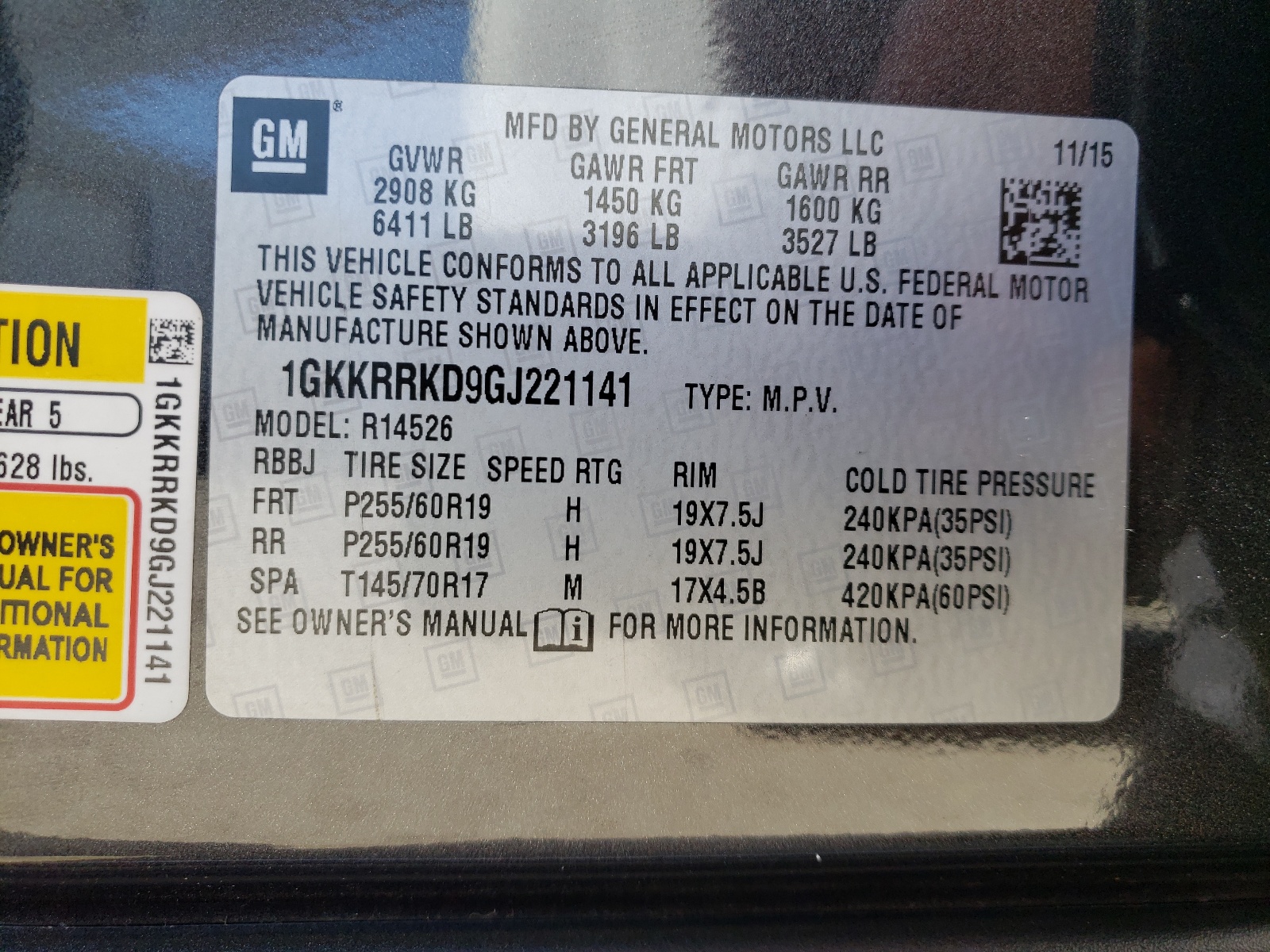 Photo 10 from auction – 2016 GMC ACADIA SLT with VIN 1GKKRRKD9GJ221141