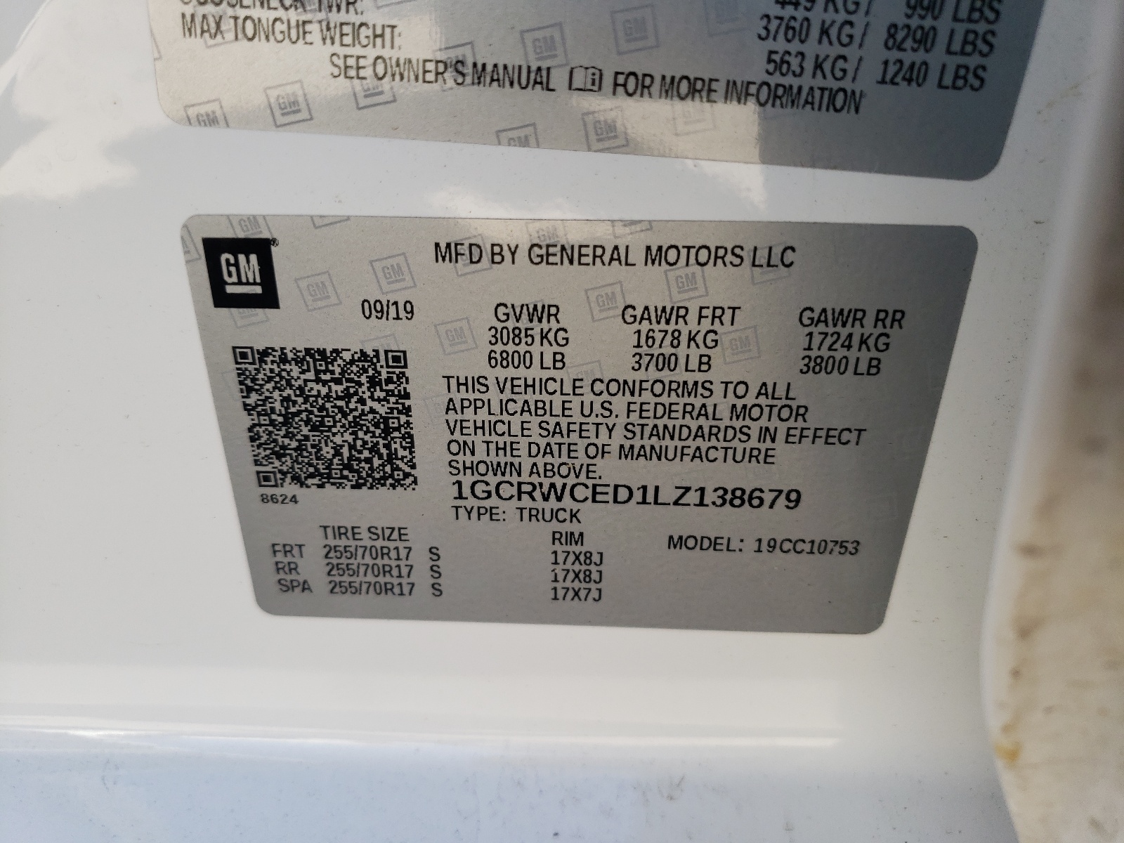 Photo 10 from auction – 2020 CHEVROLET SILVERADO with VIN 1GCRWCED1LZ138679