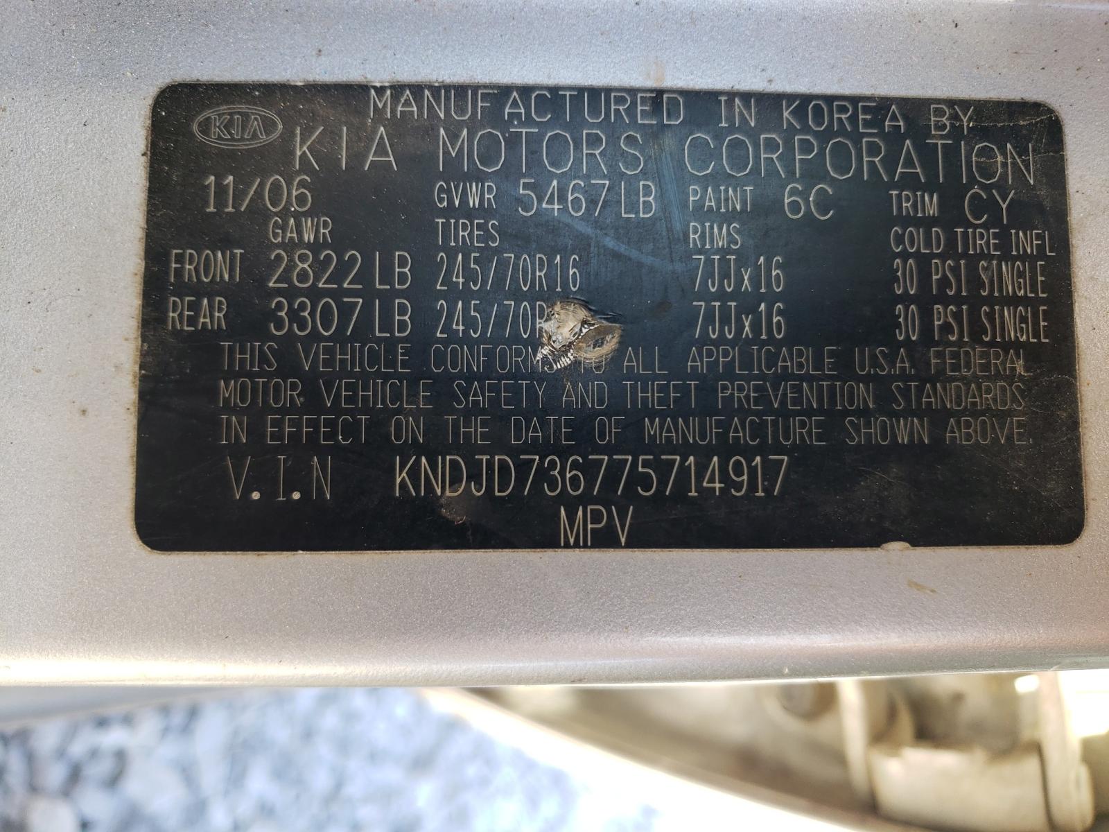 Foto 10 de la subasta – 2007 KIA SORENTO EX con VIN KNDJD736775714917