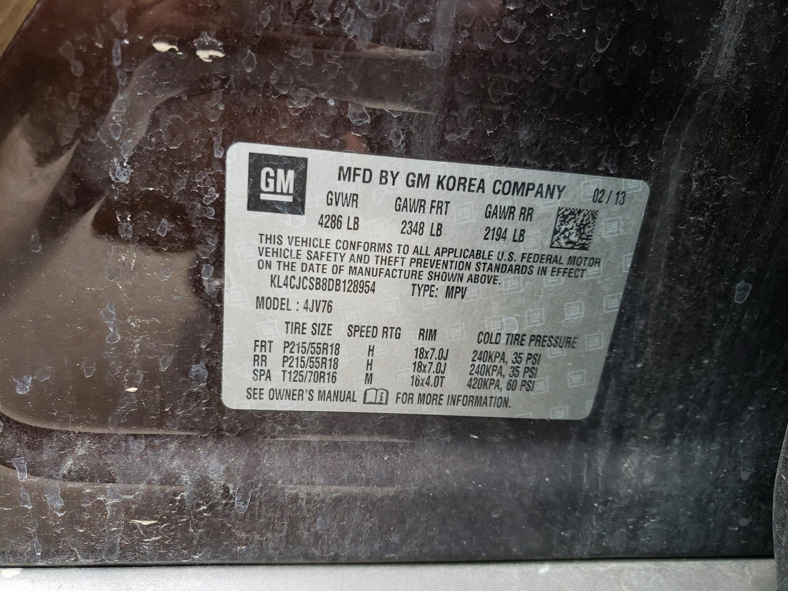 Photo 10 from auction – 2013 BUICK ENCORE with VIN KL4CJCSB8DB128954