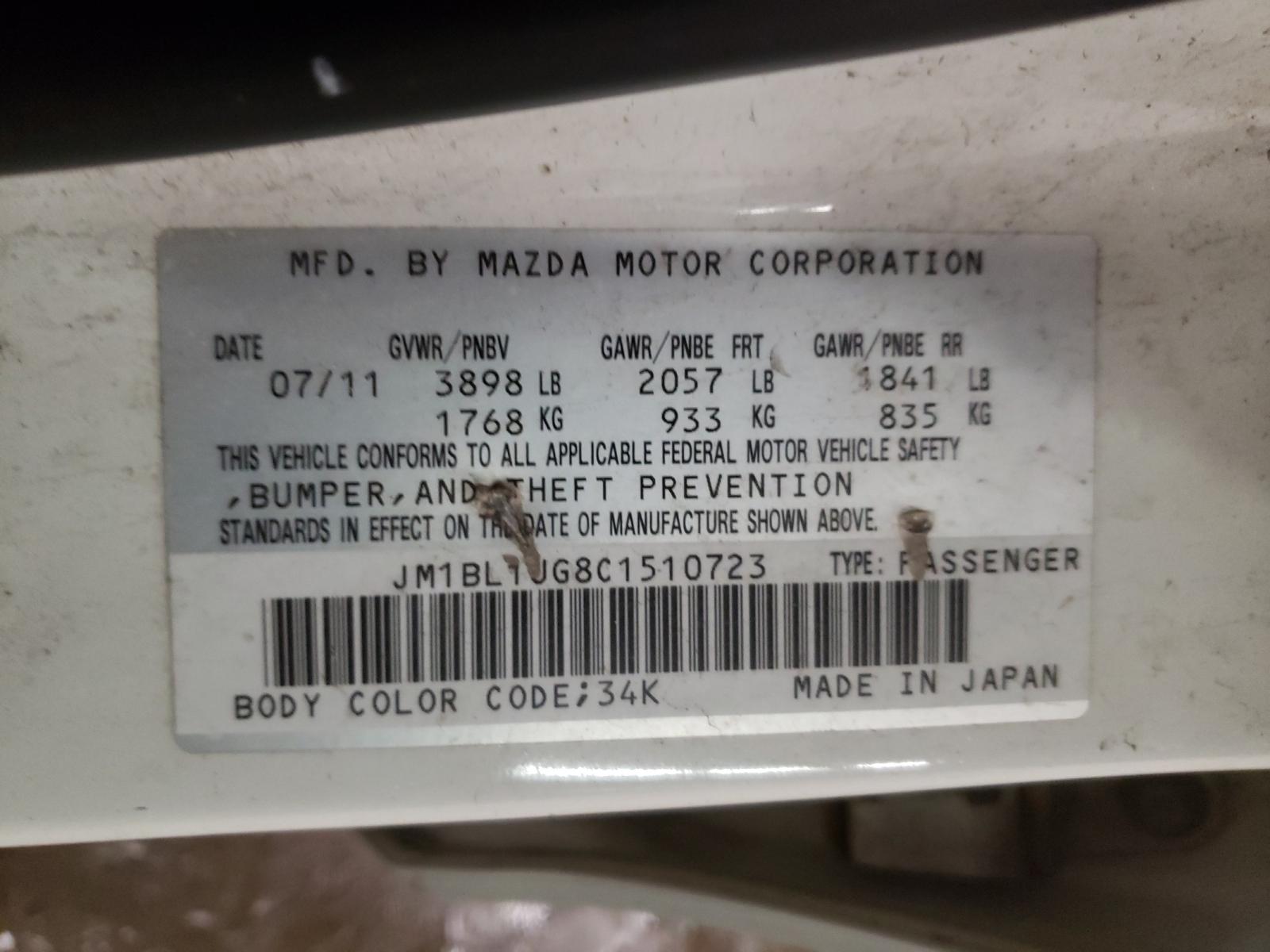 Photo 10 from auction – 2012 MAZDA 3 I with VIN JM1BL1UG8C1510723